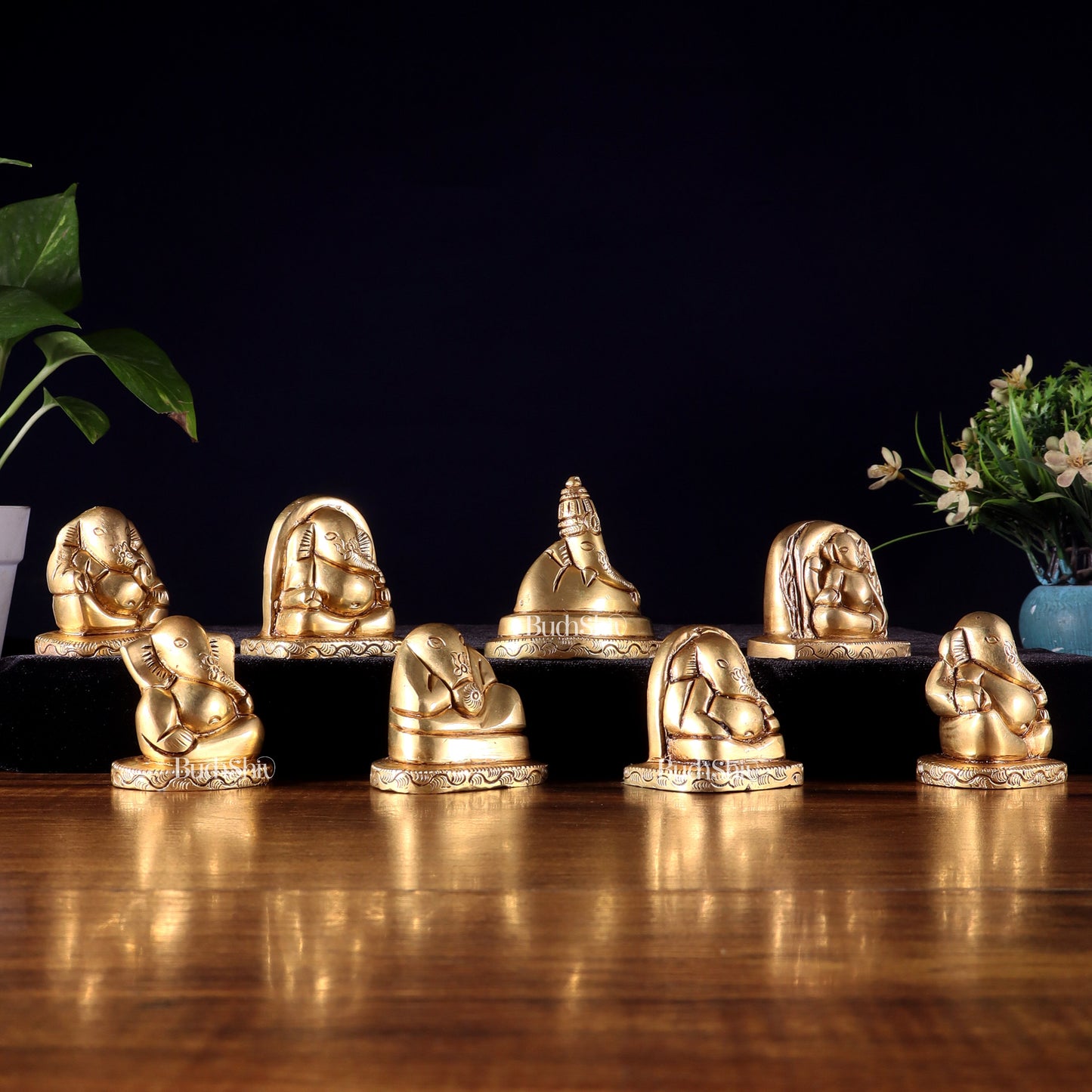 Pure Brass Ashtavinayaka Lord Ganesha eight Forms Idol Set – 2.5 Inch,