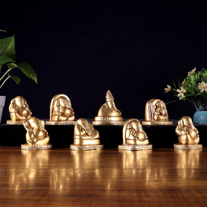 Pure Brass Ashtavinayaka Lord Ganesha eight Forms Idol Set – 2.5 Inch,