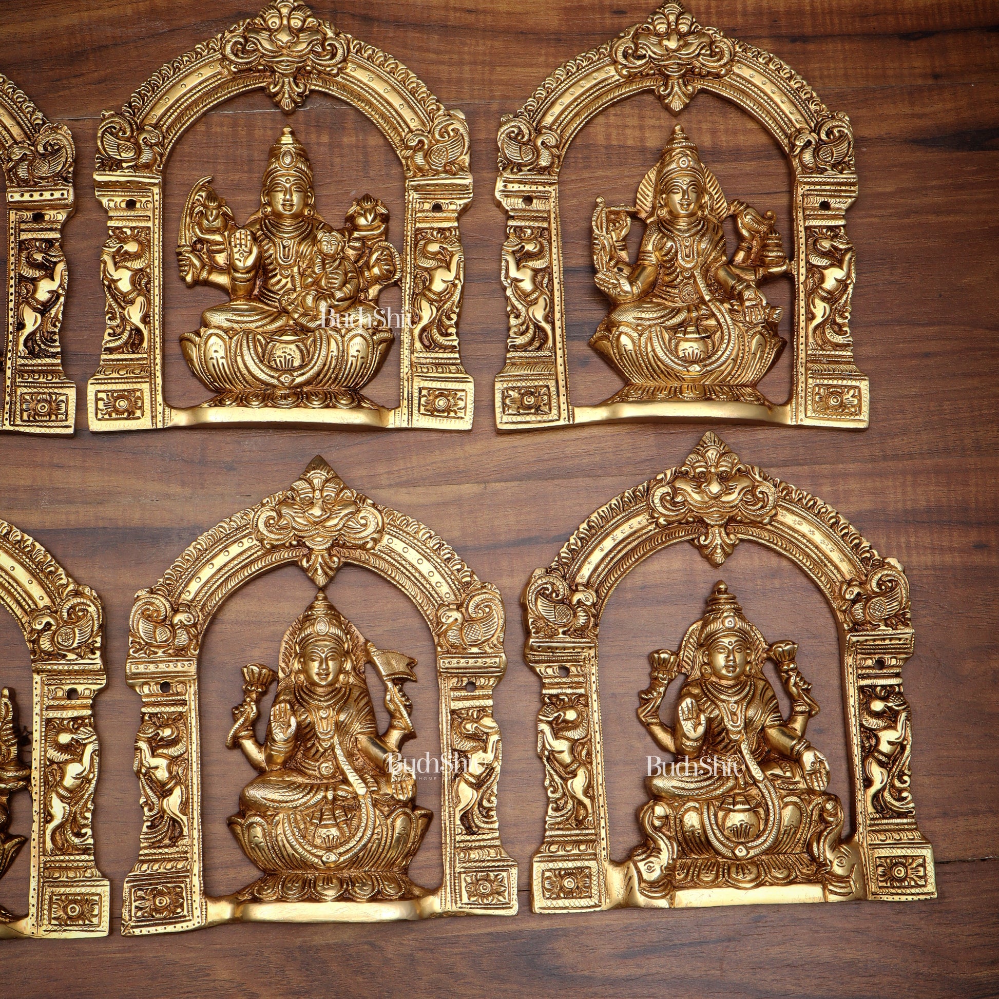 Pure Brass Ashtalakshmi Wall Hanging Set with Prabhavali for wall hangings – 9" Height