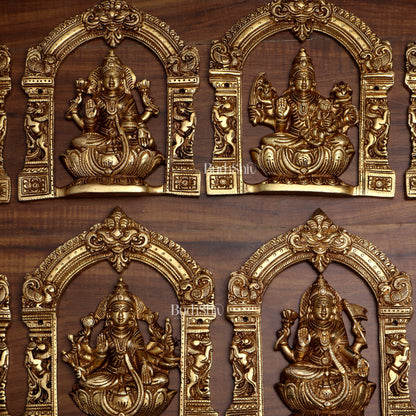 Pure Brass Ashtalakshmi Wall Hanging Set with Prabhavali for wall hangings – 9" Height
