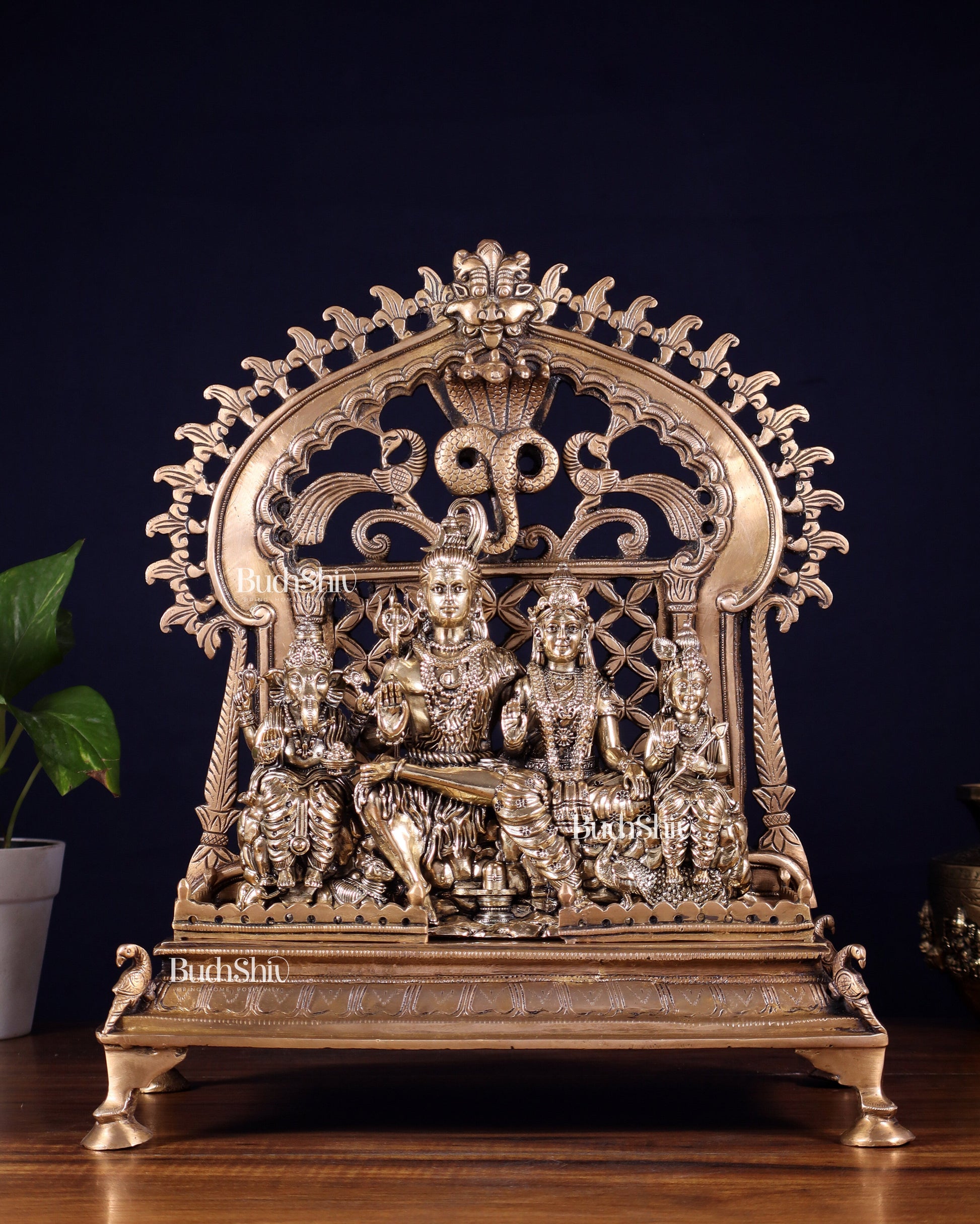 Brass Shiva Parivar with Kirtimukha Singhasan & Prabhavali – Combo Set 13.5 inch