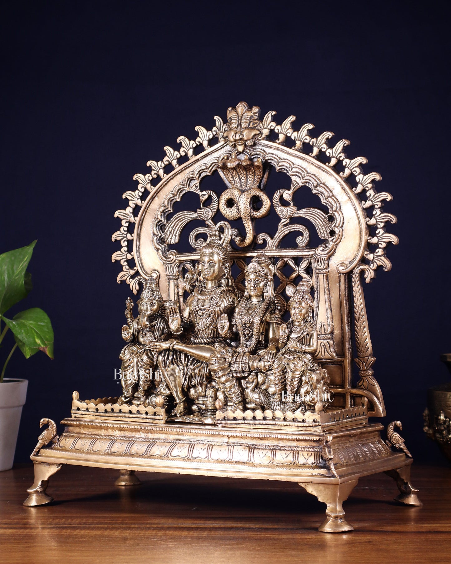 Brass Shiva Parivar with Kirtimukha Singhasan & Prabhavali – Combo Set 13.5 inch