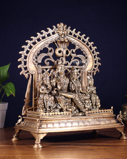 Brass Shiva Parivar with Kirtimukha Singhasan & Prabhavali – Combo Set 13.5 inch