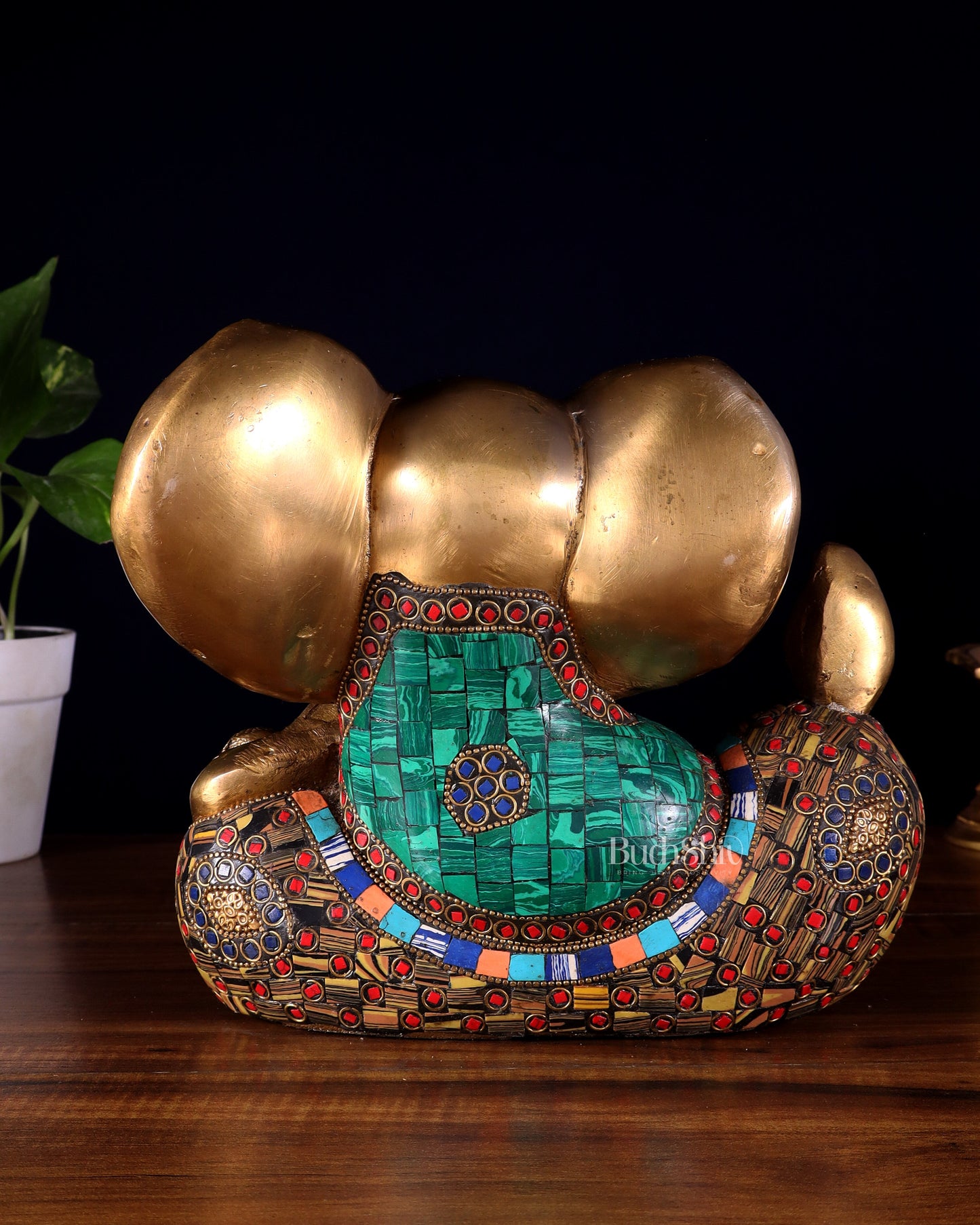 Brass Ganesha Statue - Modern Abstract Design 7.5" x 9"