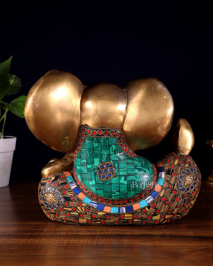 Brass Ganesha Statue - Modern Abstract Design 7.5" x 9"