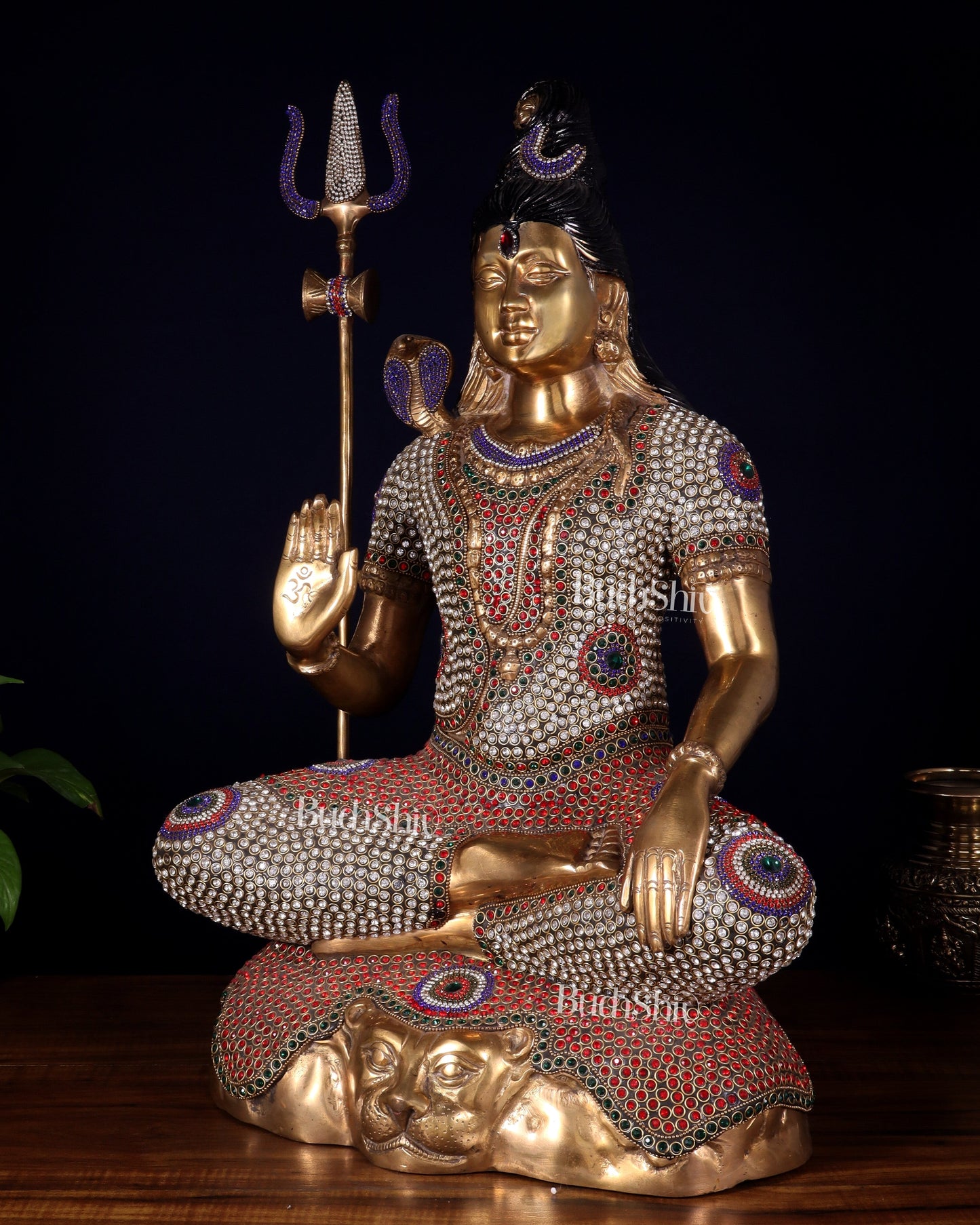 Handcrafted Pure Brass Lord Shiva Statue - 23" Height Jewelled up work