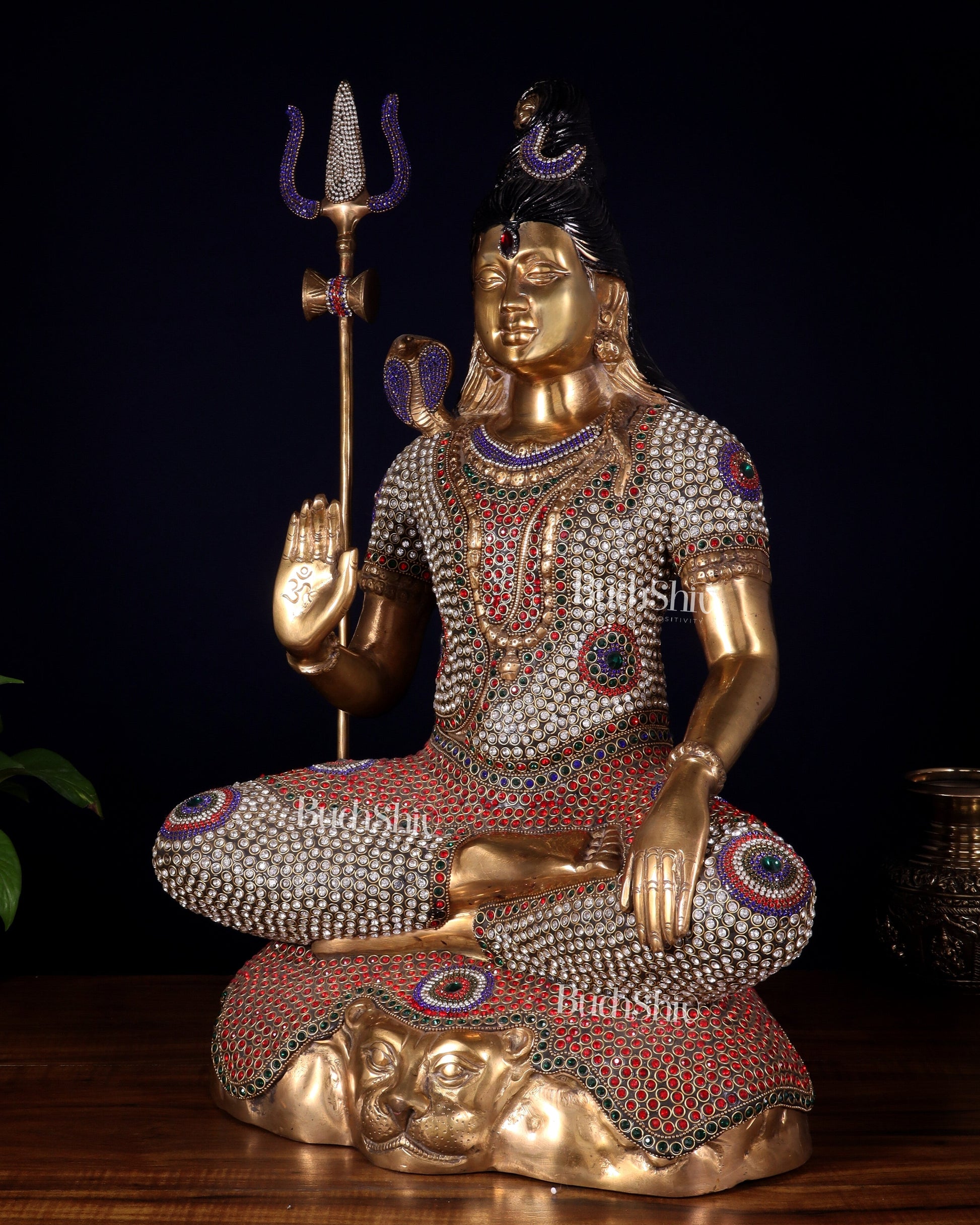 Handcrafted Pure Brass Lord Shiva Statue - 23" Height Jewelled up work