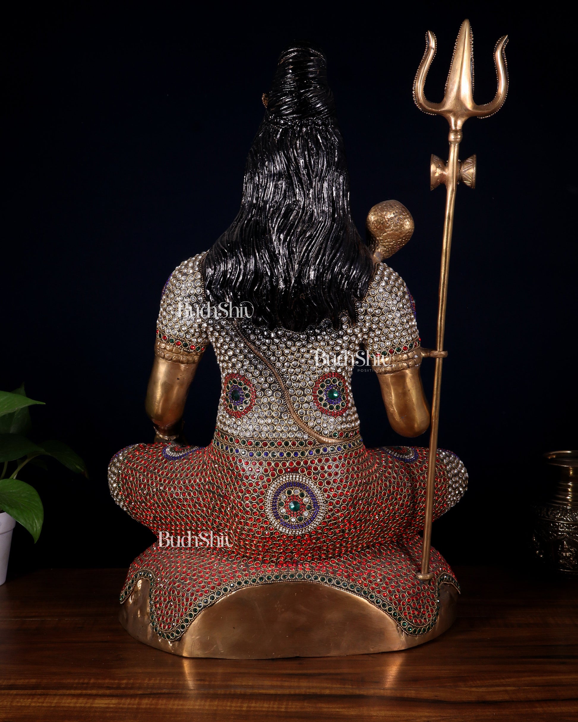 Handcrafted Pure Brass Lord Shiva Statue - 23" Height Jewelled up work