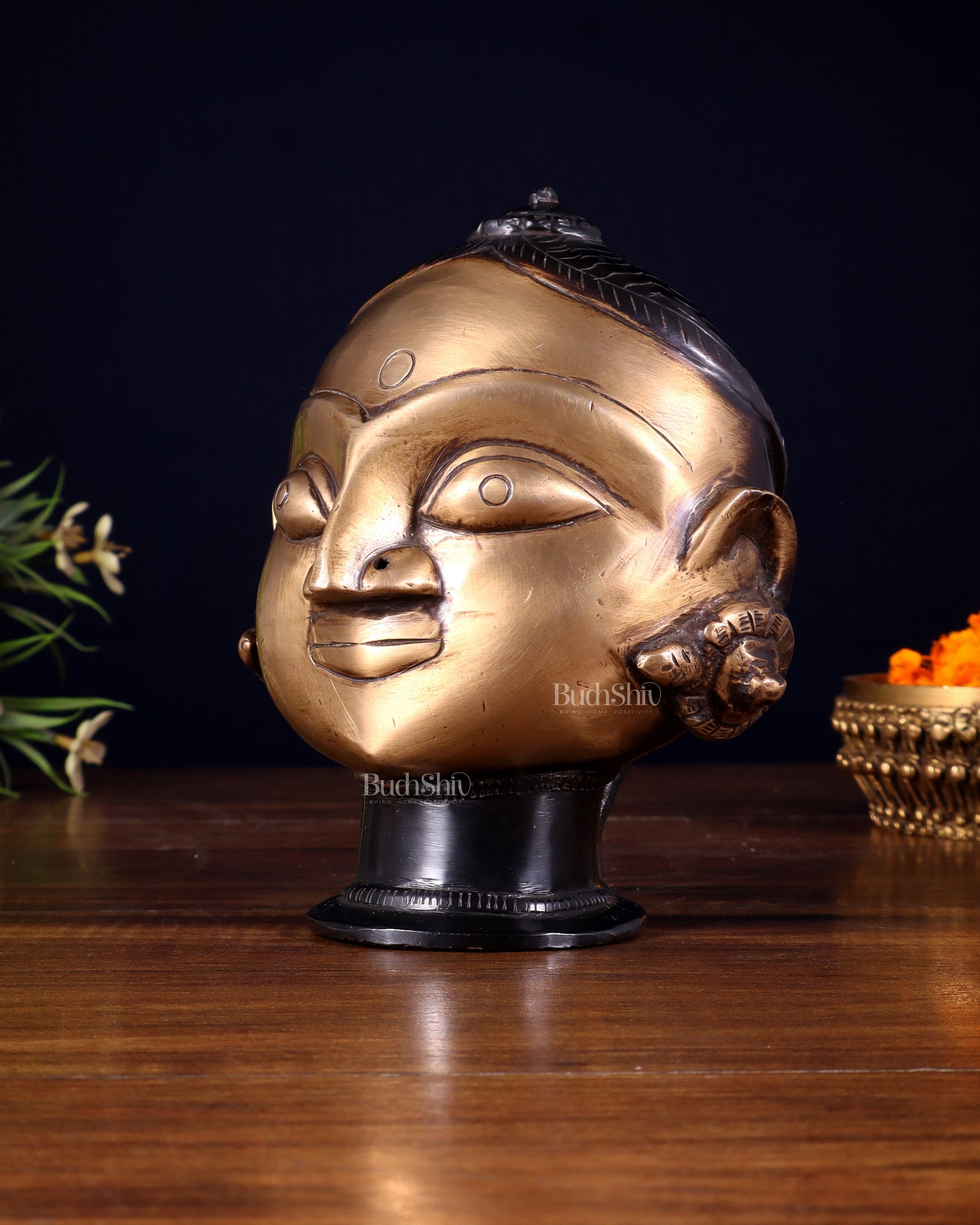 Pure Brass Gauri Face – Vintage Finish, 5.5"