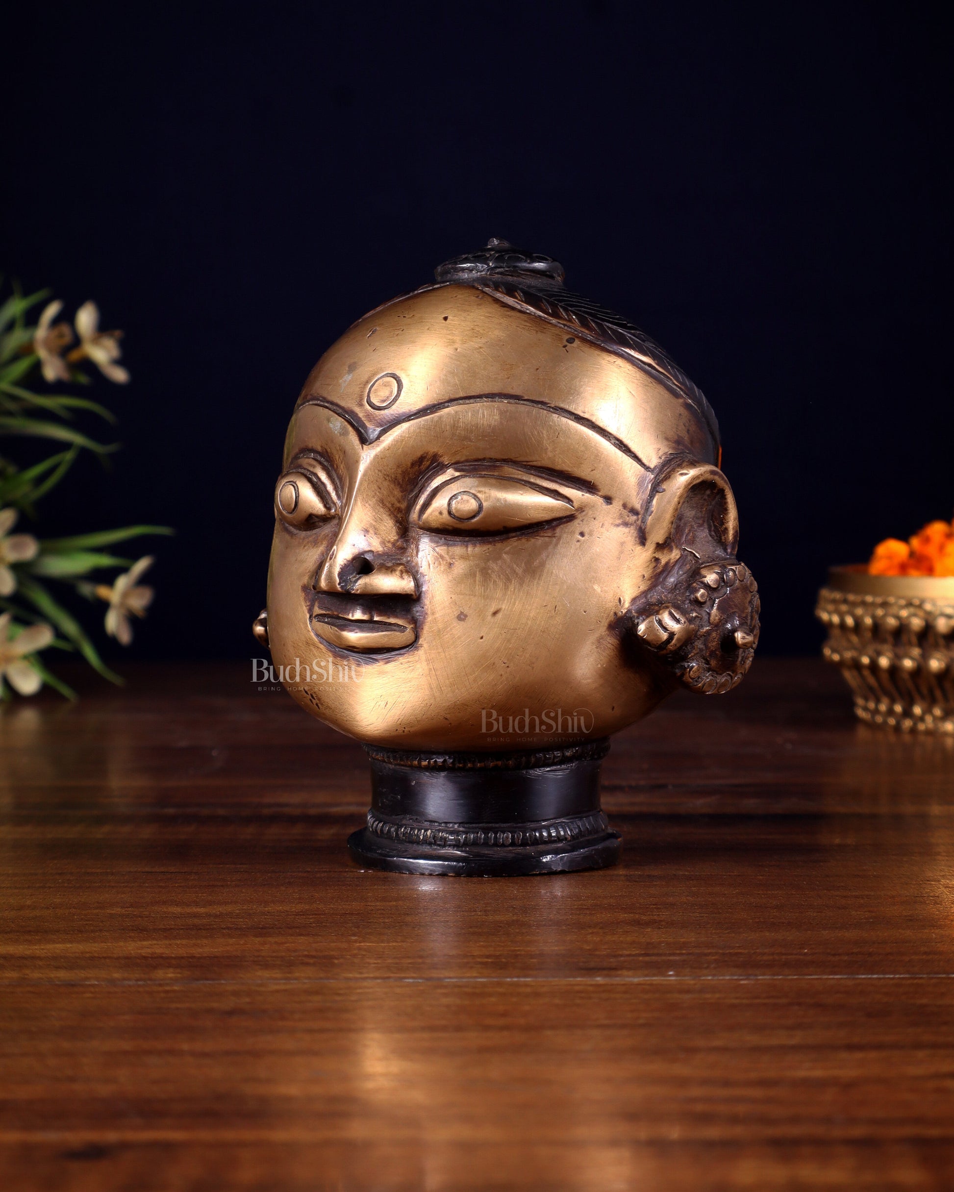 Pure Brass Gauri Face – Vintage Finish, 4.5"
