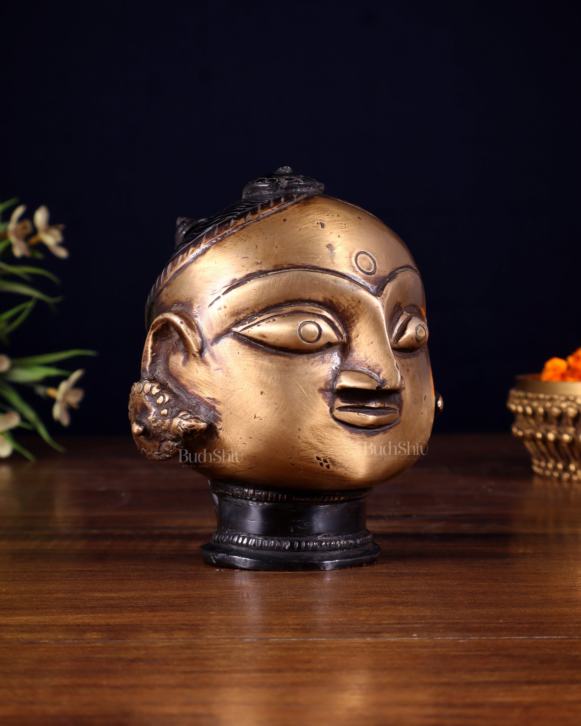 Pure Brass Gauri Face – Vintage Finish, 4.5"