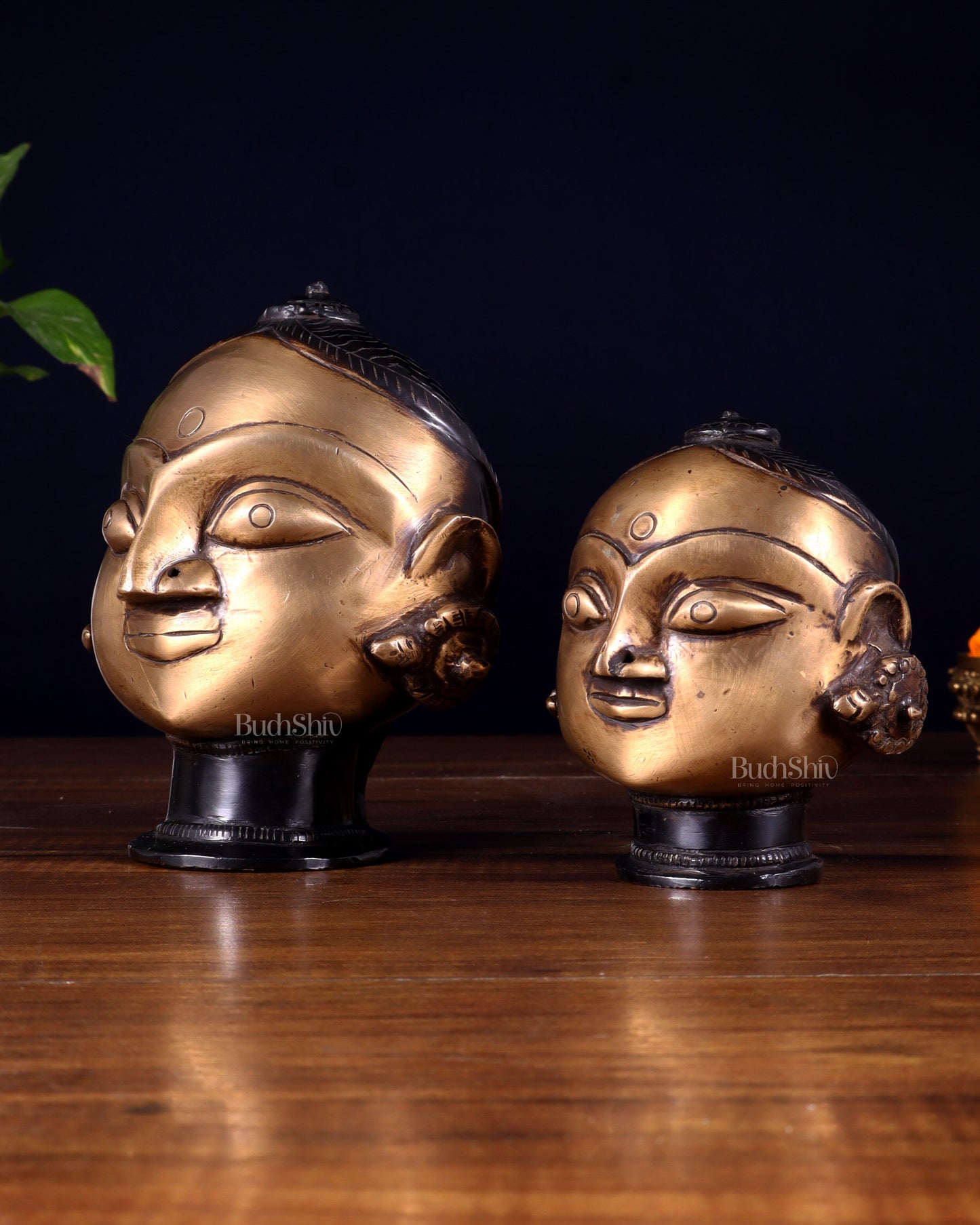 Pure Brass Gauri Face Pair – Vintage Finish
