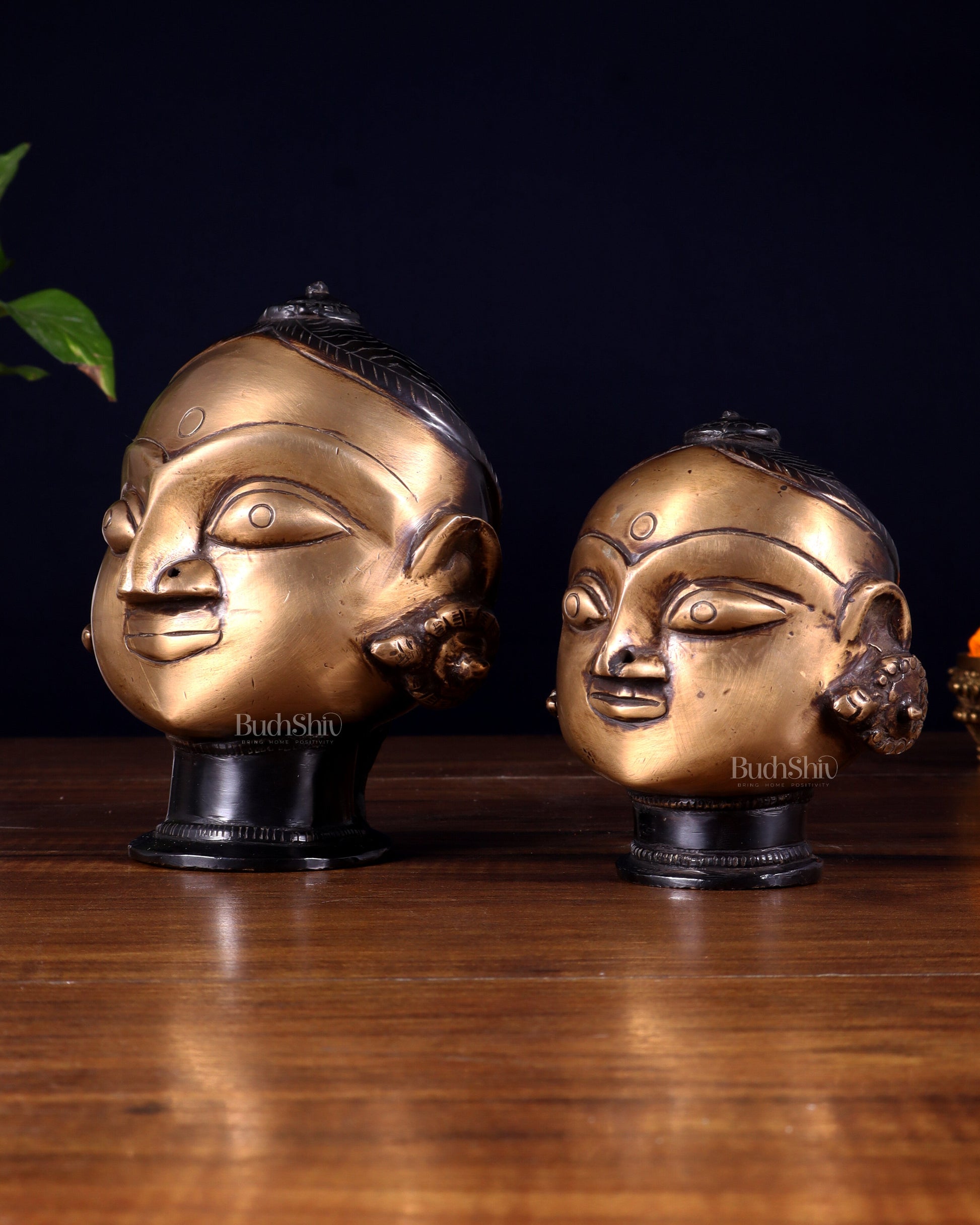 Pure Brass Gauri Face Pair – Vintage Finish