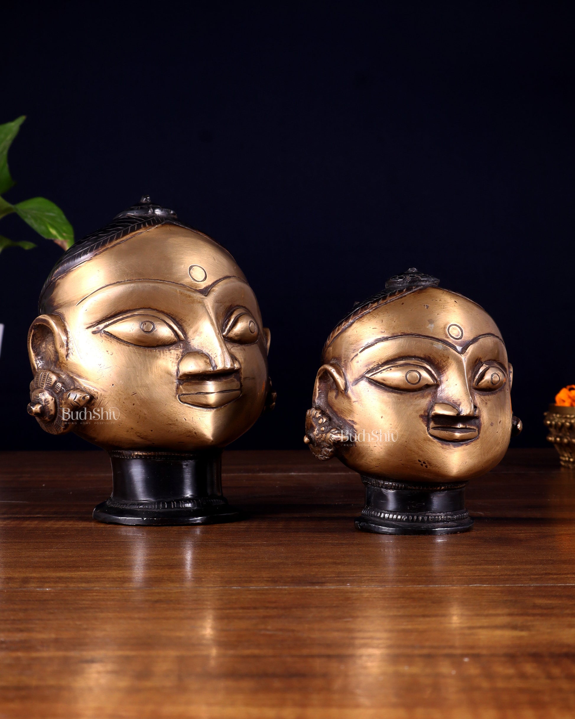 Pure Brass Gauri Face Pair – Vintage Finish