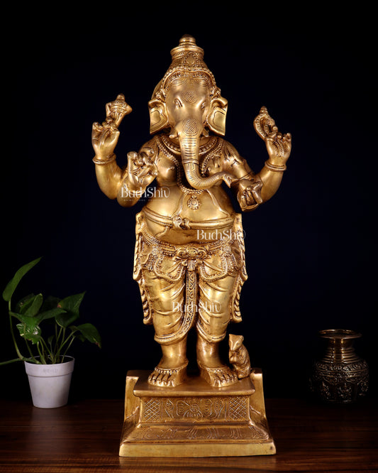 Brass Standing Ganesha Darshana Murthy – 27 Inch