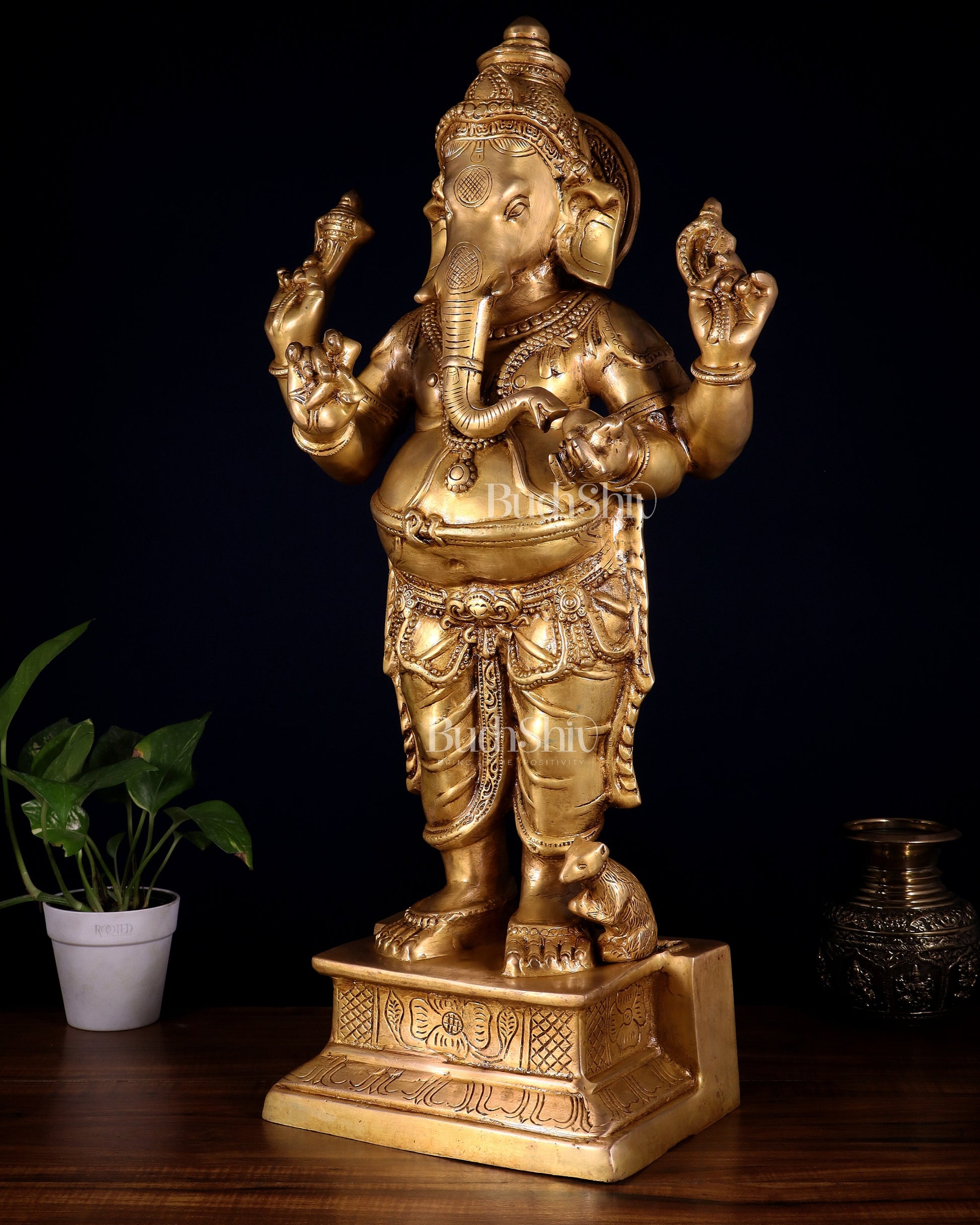 Brass Standing Ganesha Darshana Murthy – 27 Inch
