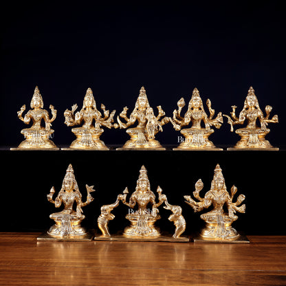 Ashtalakshmi Superfine Brass Idols - 5 Inch enhanced carvings