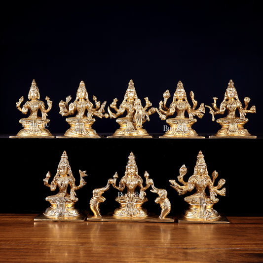 Ashtalakshmi Superfine Brass Idols - 5 Inch enhanced carvings