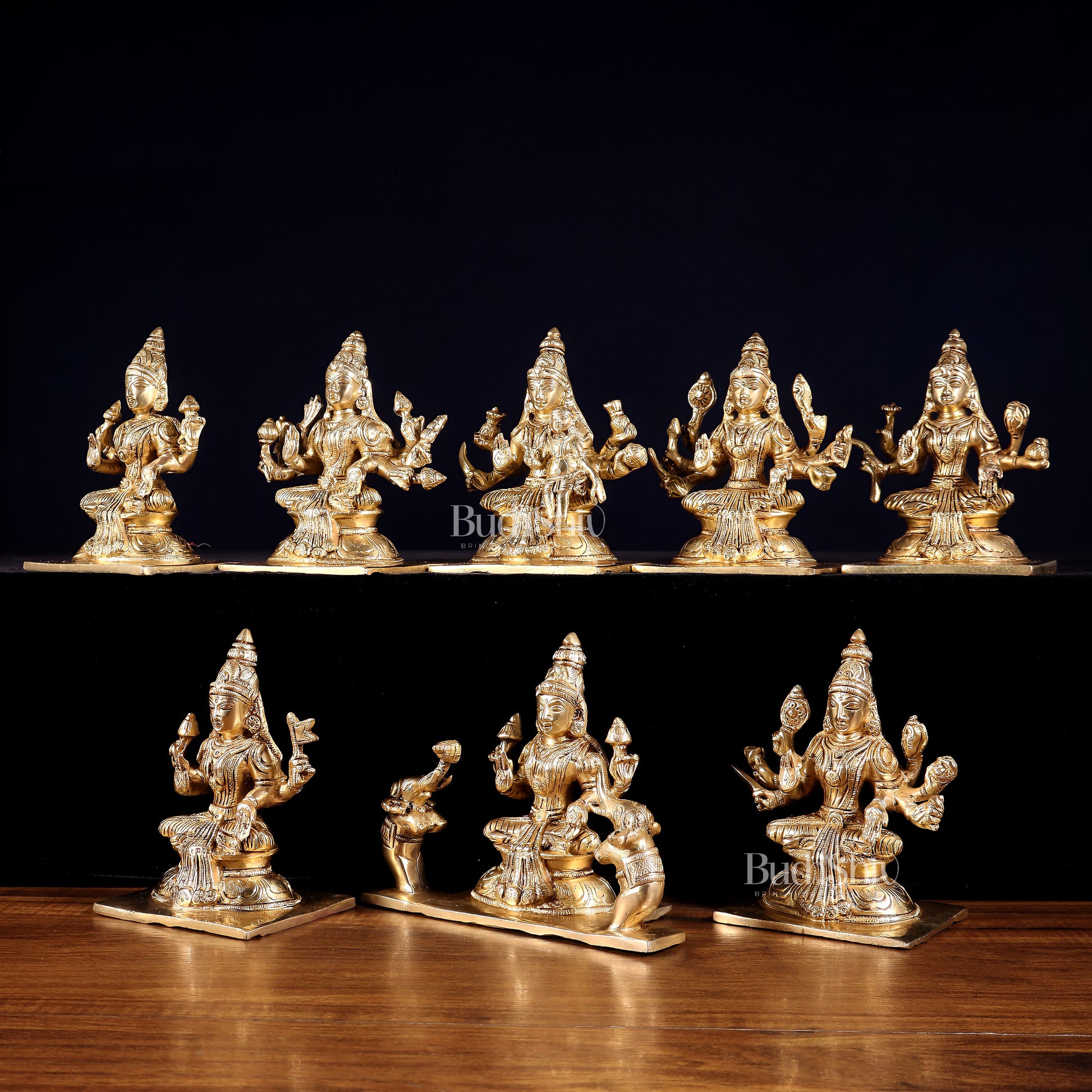 Ashtalakshmi Superfine Brass Idols - 5 Inch enhanced carvings