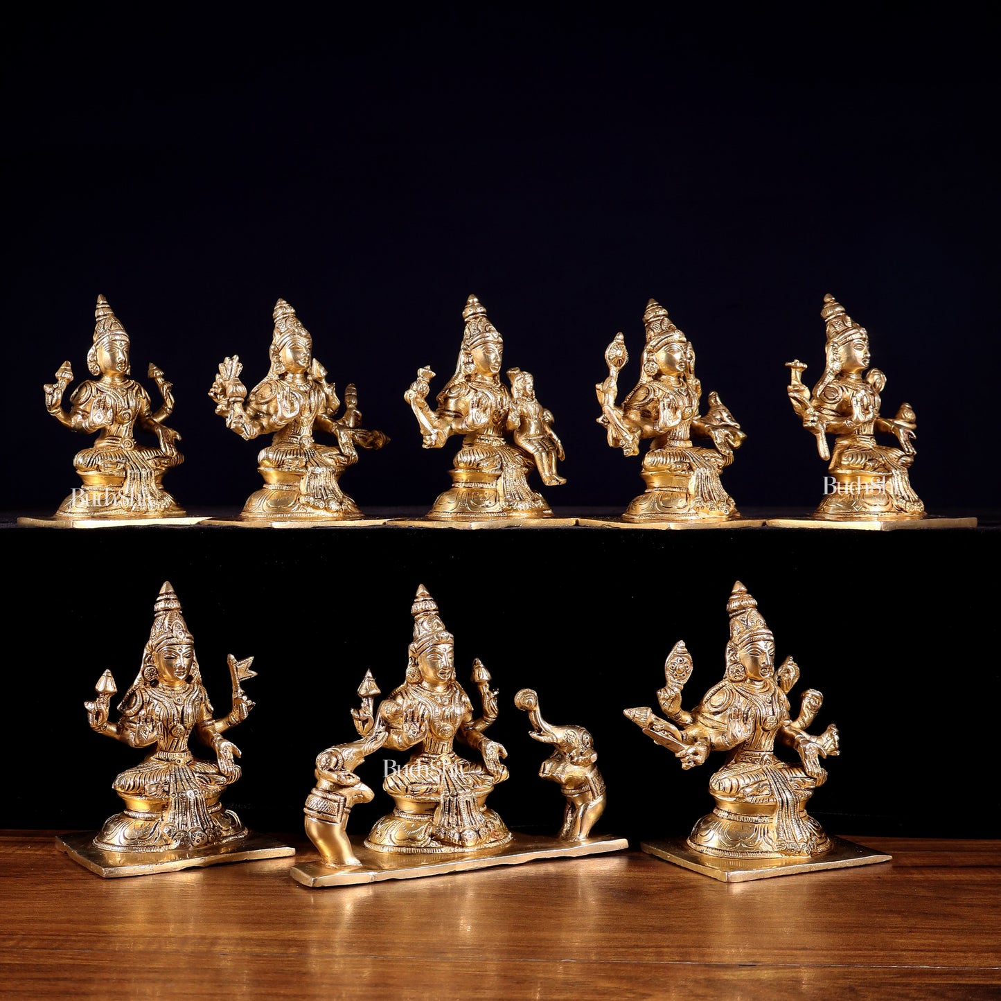 Ashtalakshmi Superfine Brass Idols - 5 Inch enhanced carvings