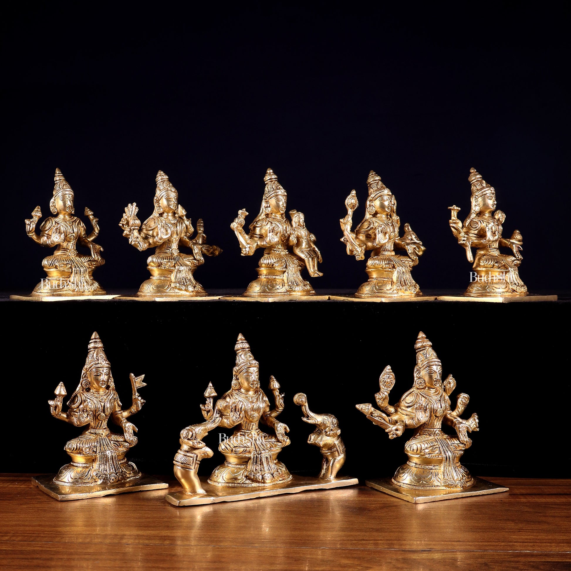 Ashtalakshmi Superfine Brass Idols - 5 Inch enhanced carvings
