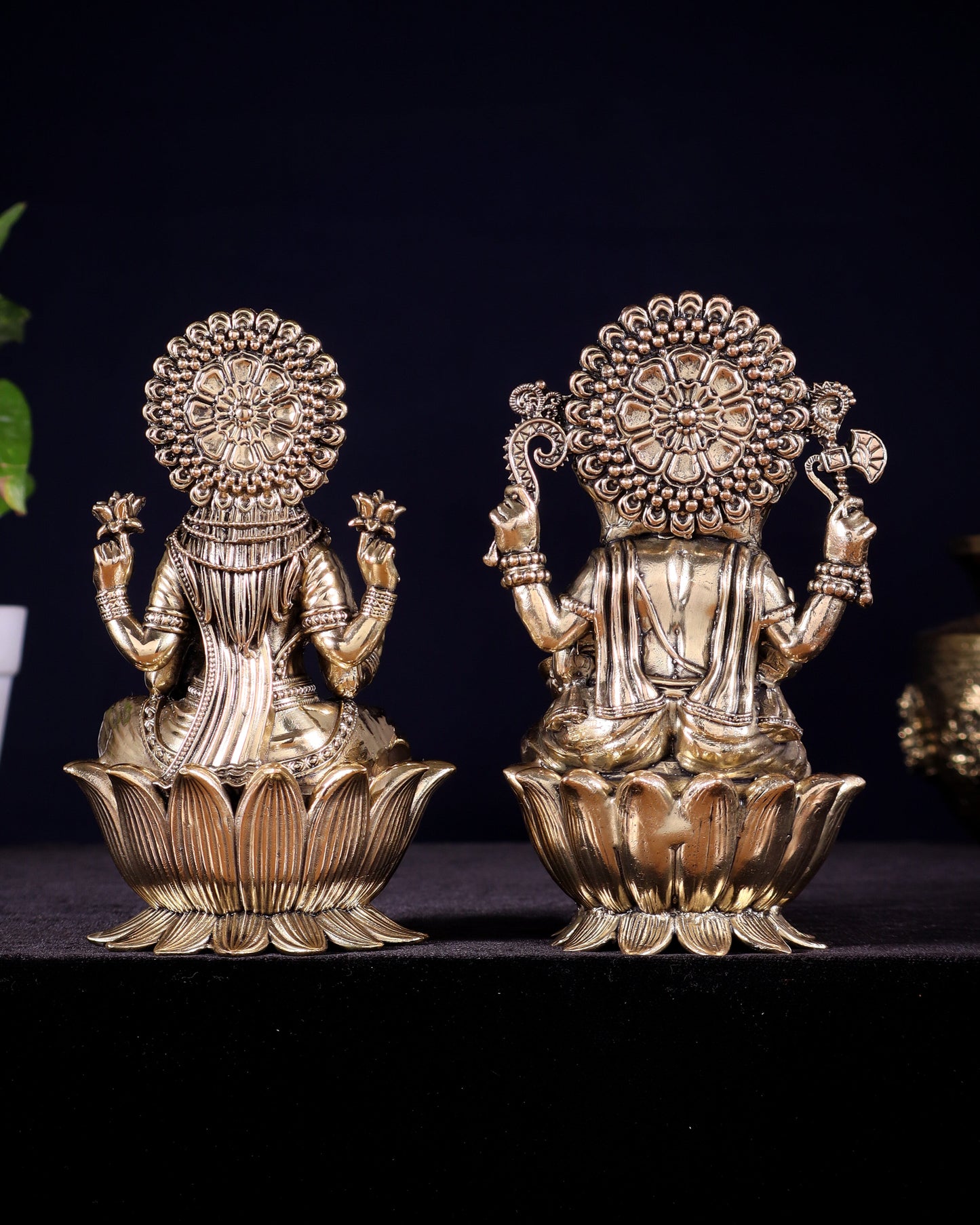 Pure Brass Superfine Ganesha Lakshmi Idol Set – Available in 4, 6 & 8 Inches