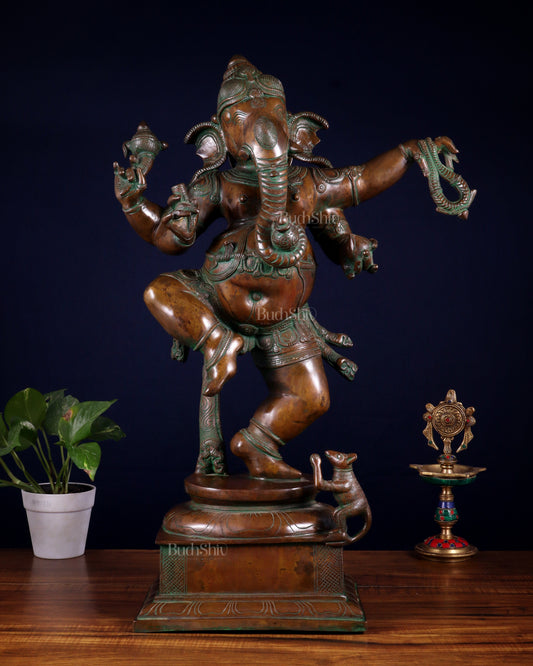 Brass Dancing Ganesha Statue 25" large