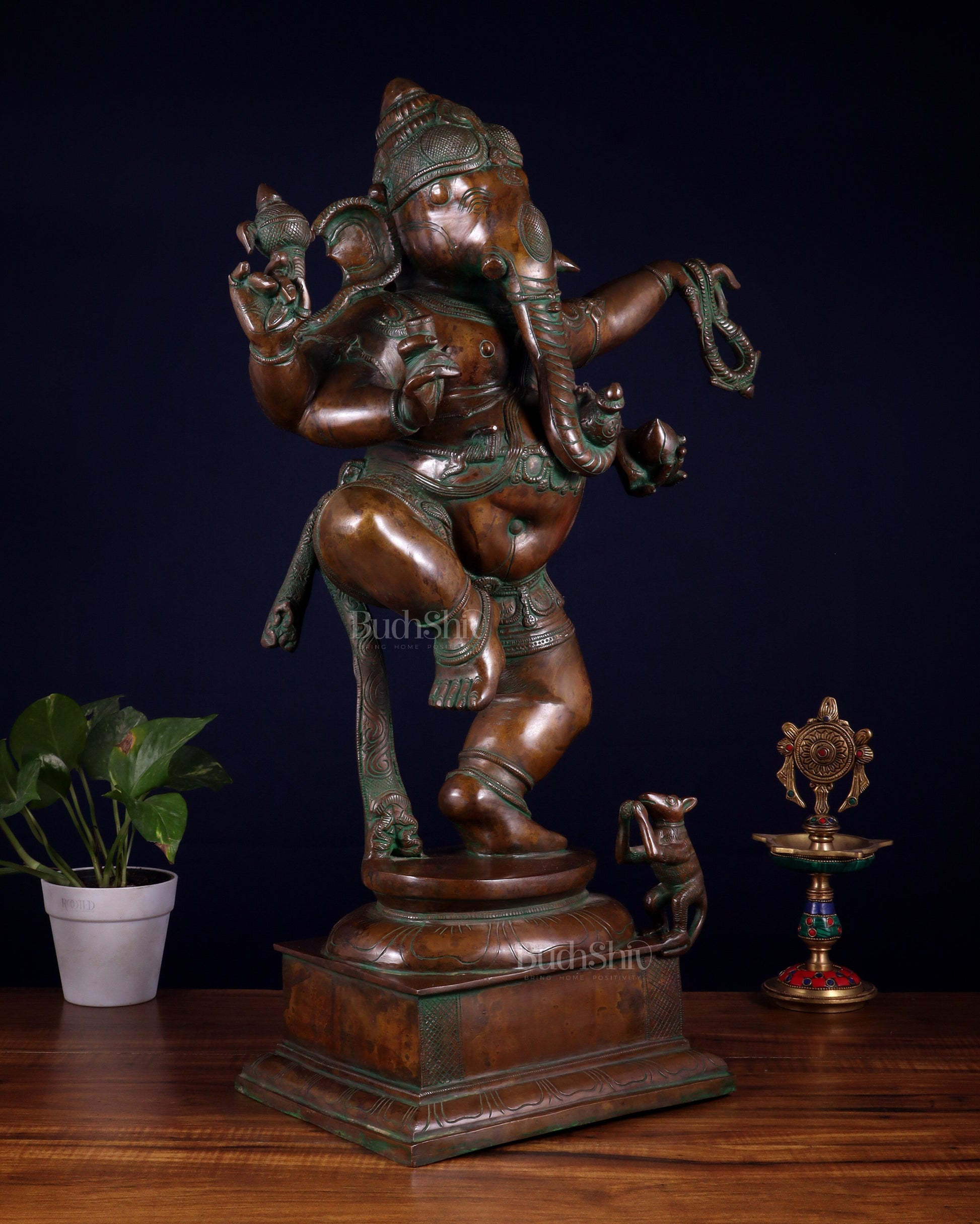 Brass Dancing Ganesha Statue 25" large
