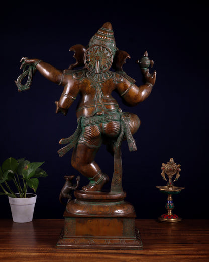Brass Dancing Ganesha Statue 25" large