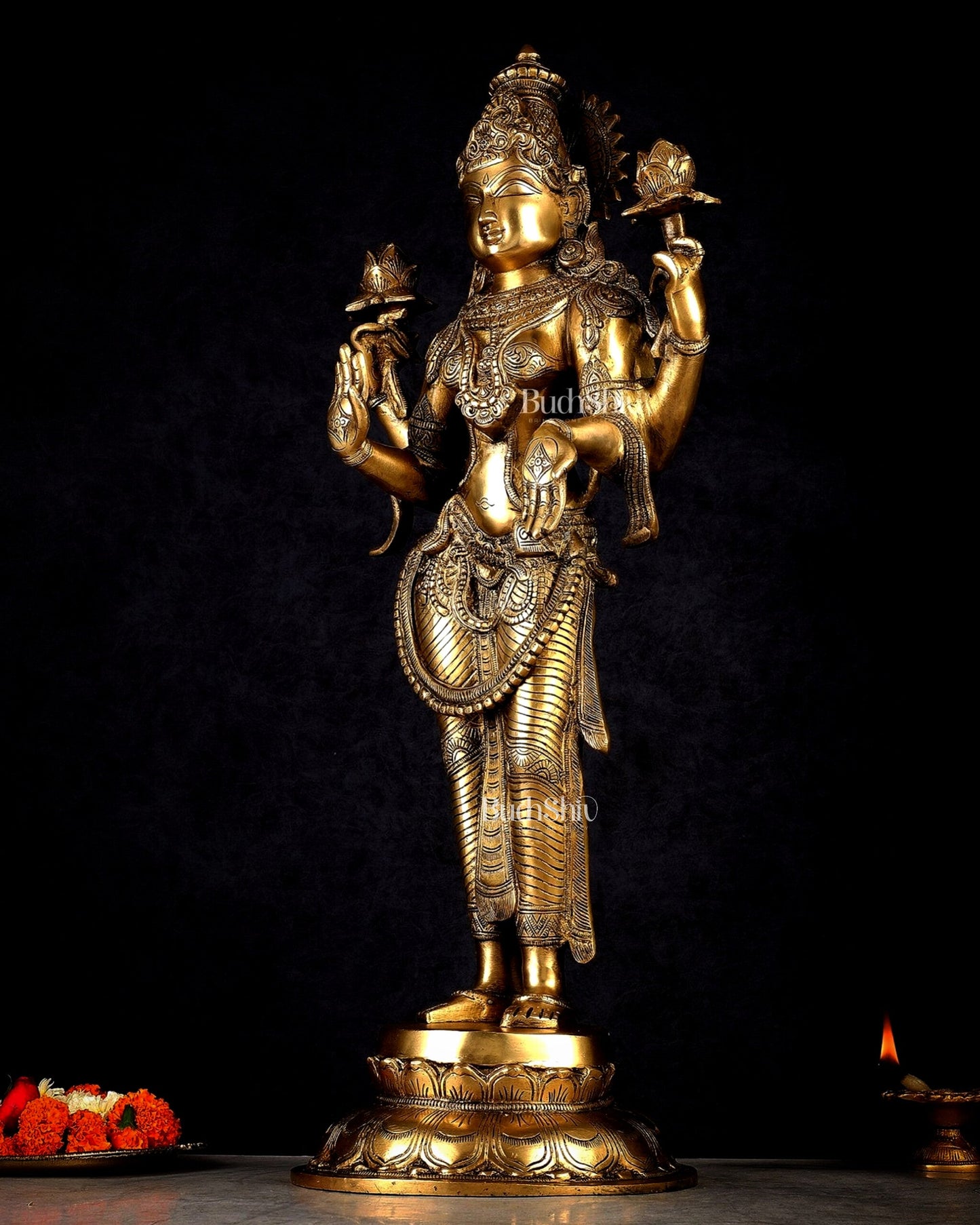 Pure Brass Standing Lakshmi Statue – 24.5”