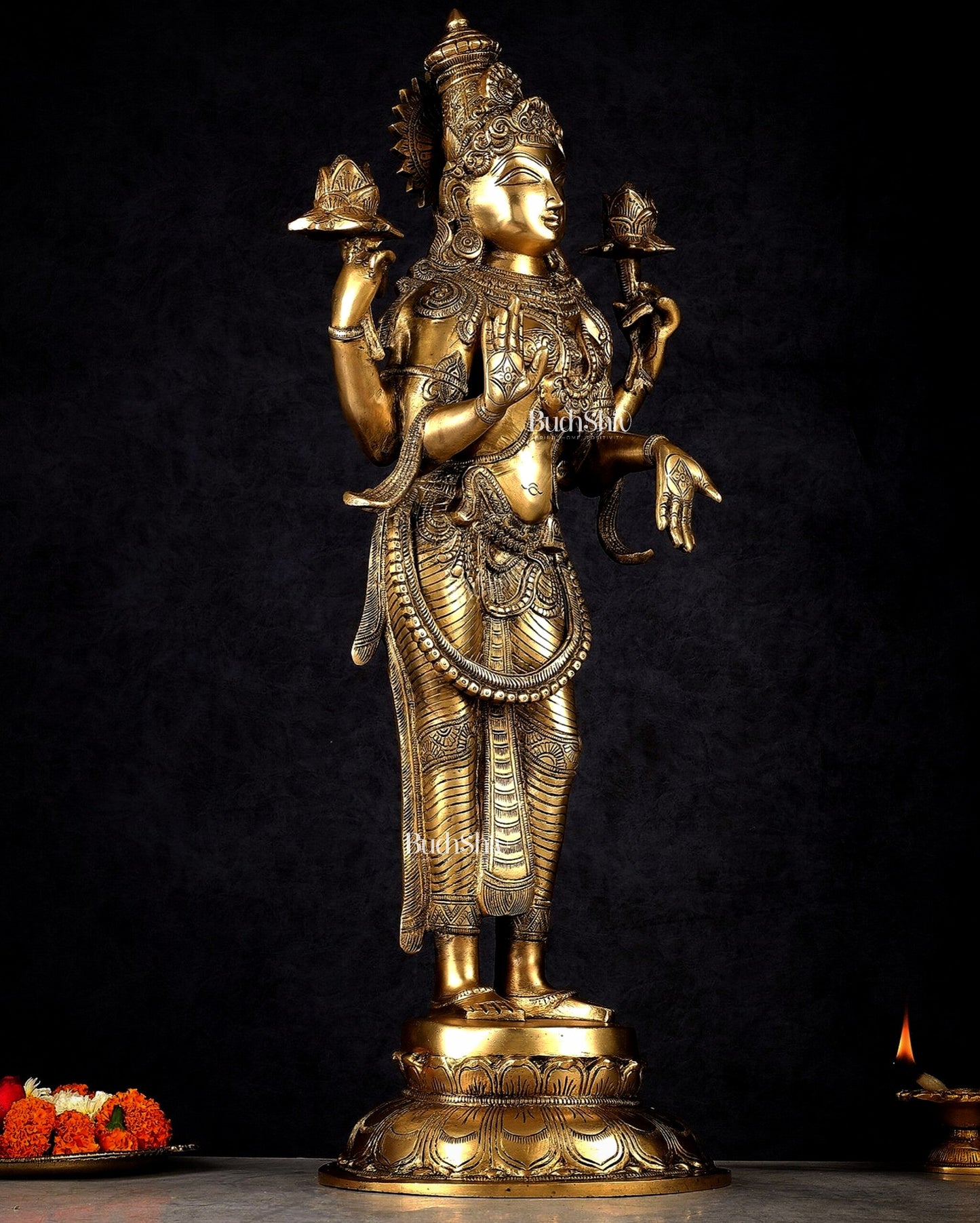 Pure Brass Standing Lakshmi Statue – 24.5”