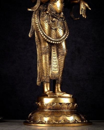 Pure Brass Standing Lakshmi Statue – 24.5”