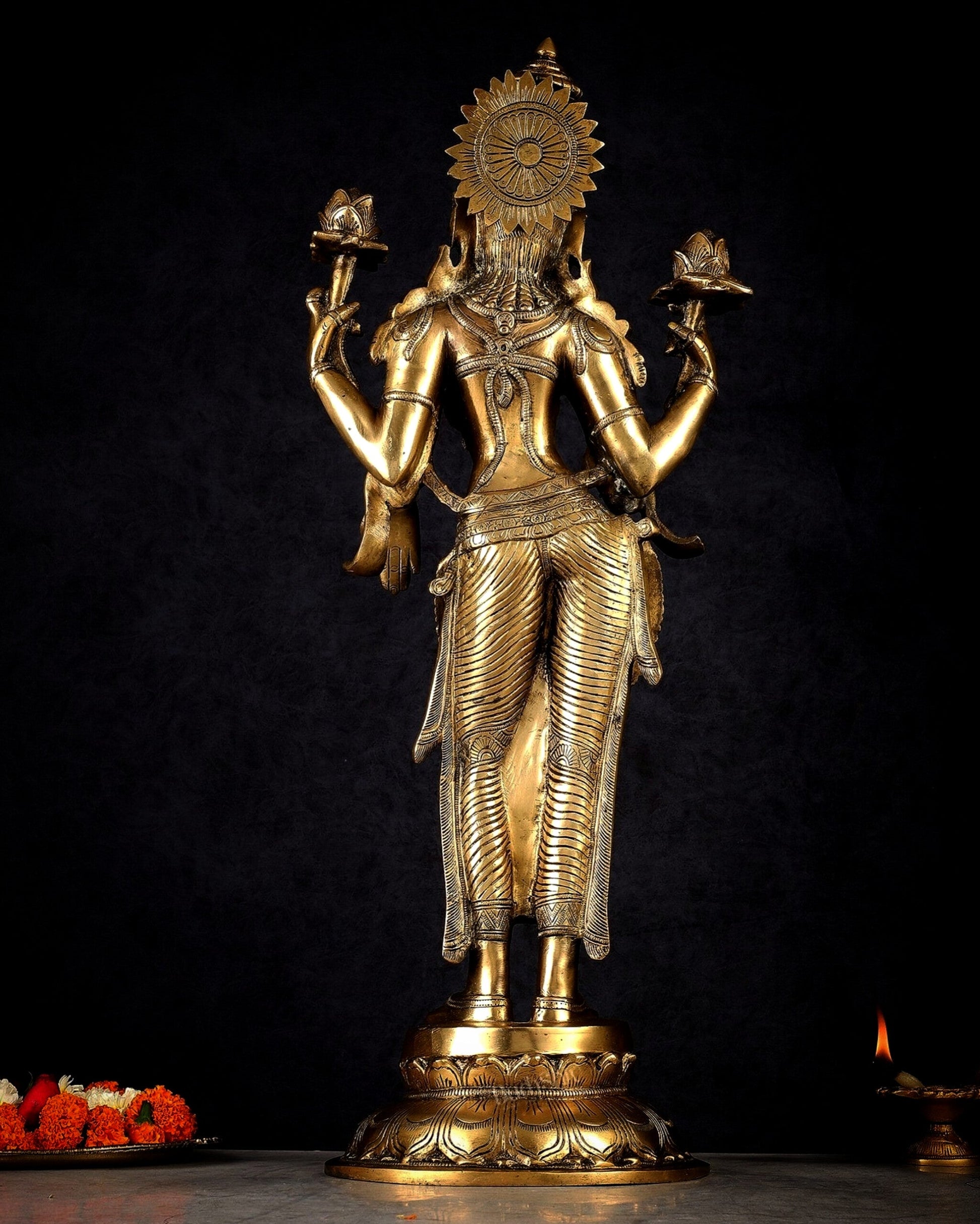 Pure Brass Standing Lakshmi Statue – 24.5”
