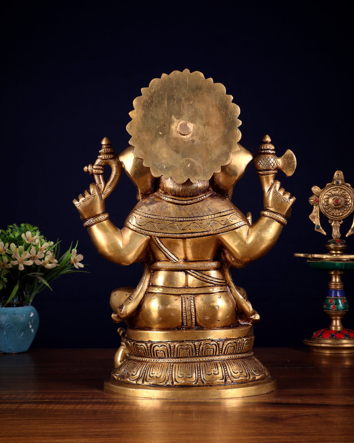 Pure Brass Ganesha Statue - 11 Inch