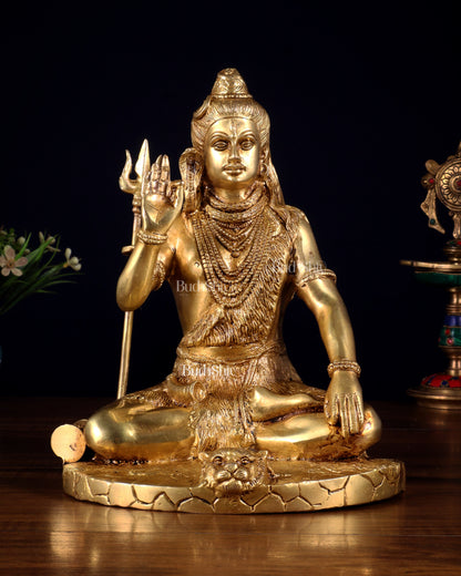 Brass Handcrafted Lord Shiva Statue | 10" abhaya mudra