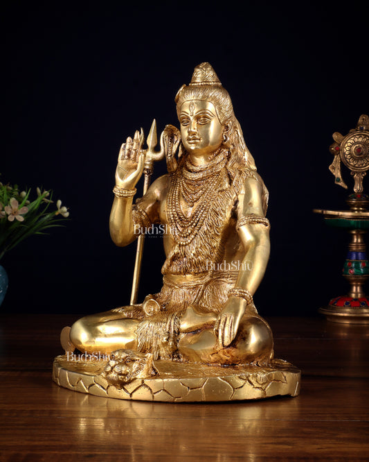 Brass Handcrafted Lord Shiva Statue | 10" abhaya mudra
