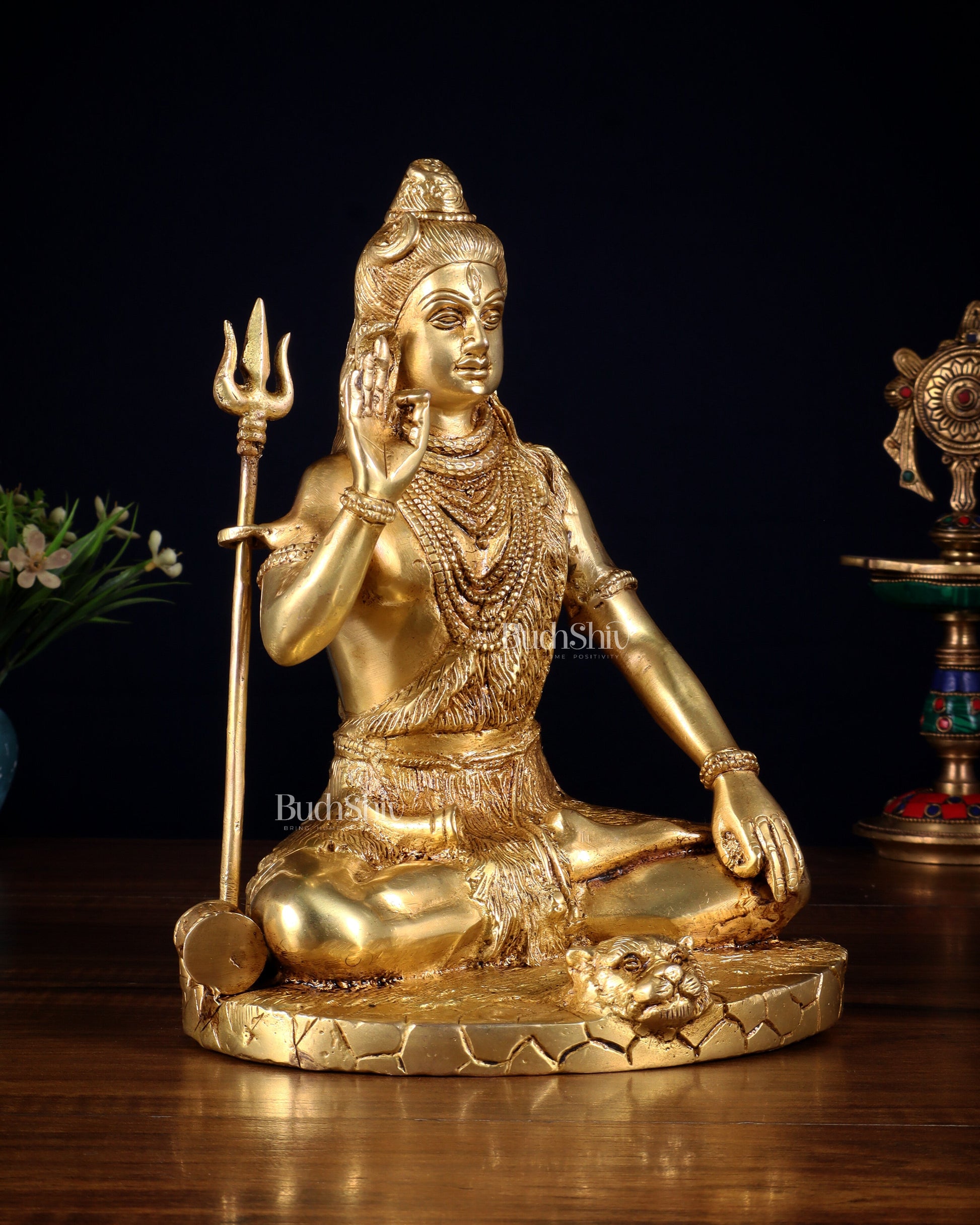Brass Handcrafted Lord Shiva Statue | 10" abhaya mudra