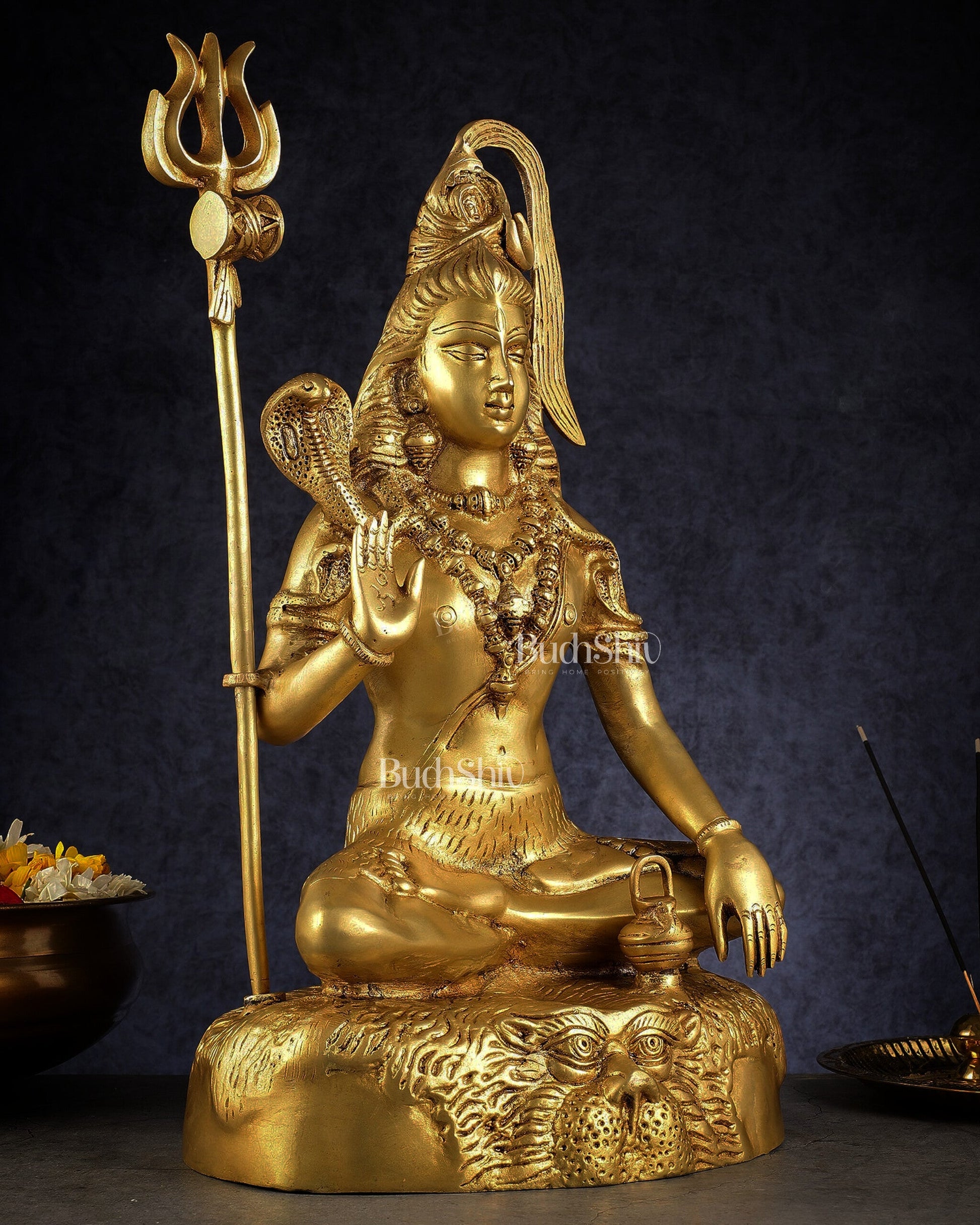Pure Brass Lord Shiva Statue - 18"