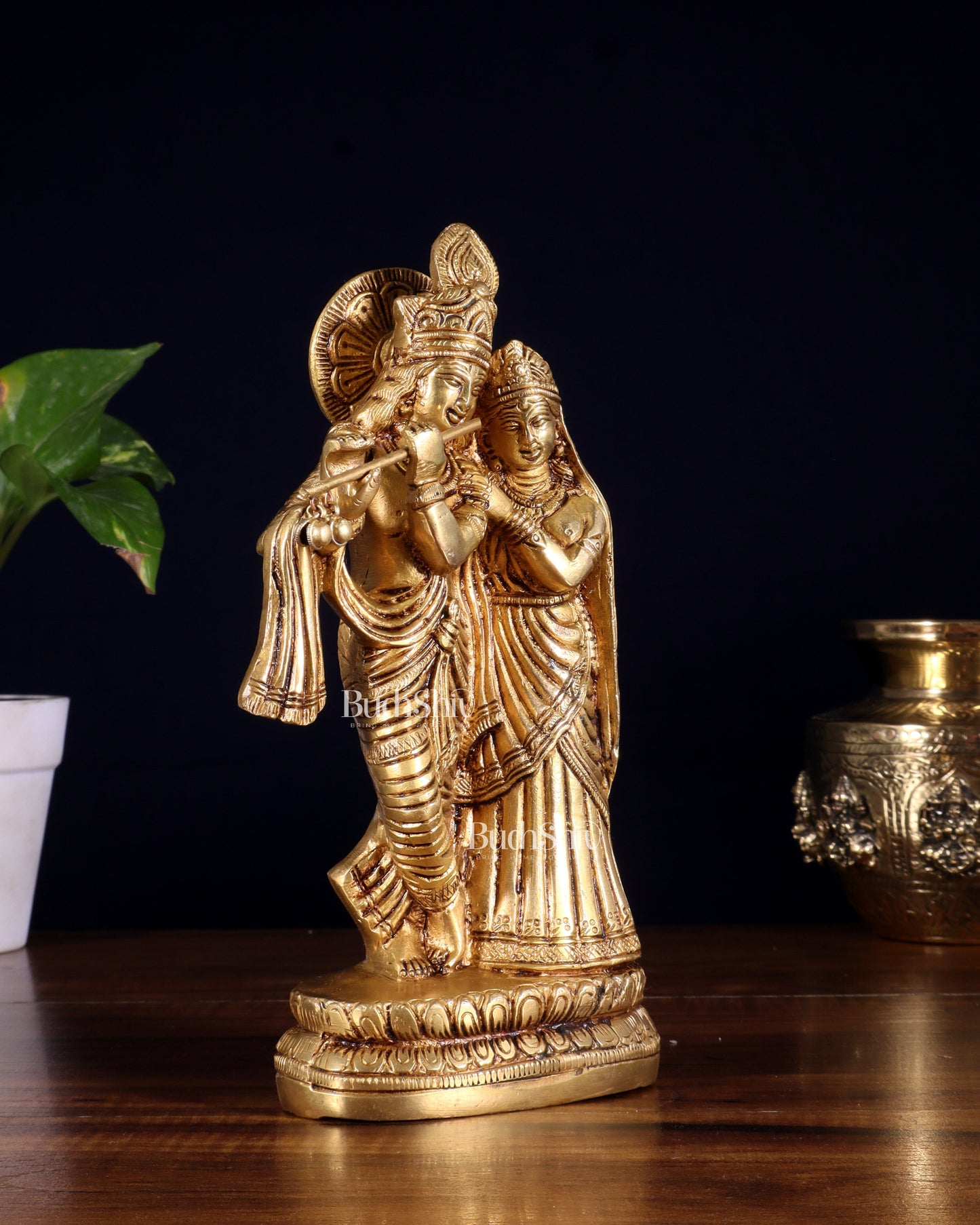 Superfine Brass Radha Krishna Idol - 9 Inch Statue