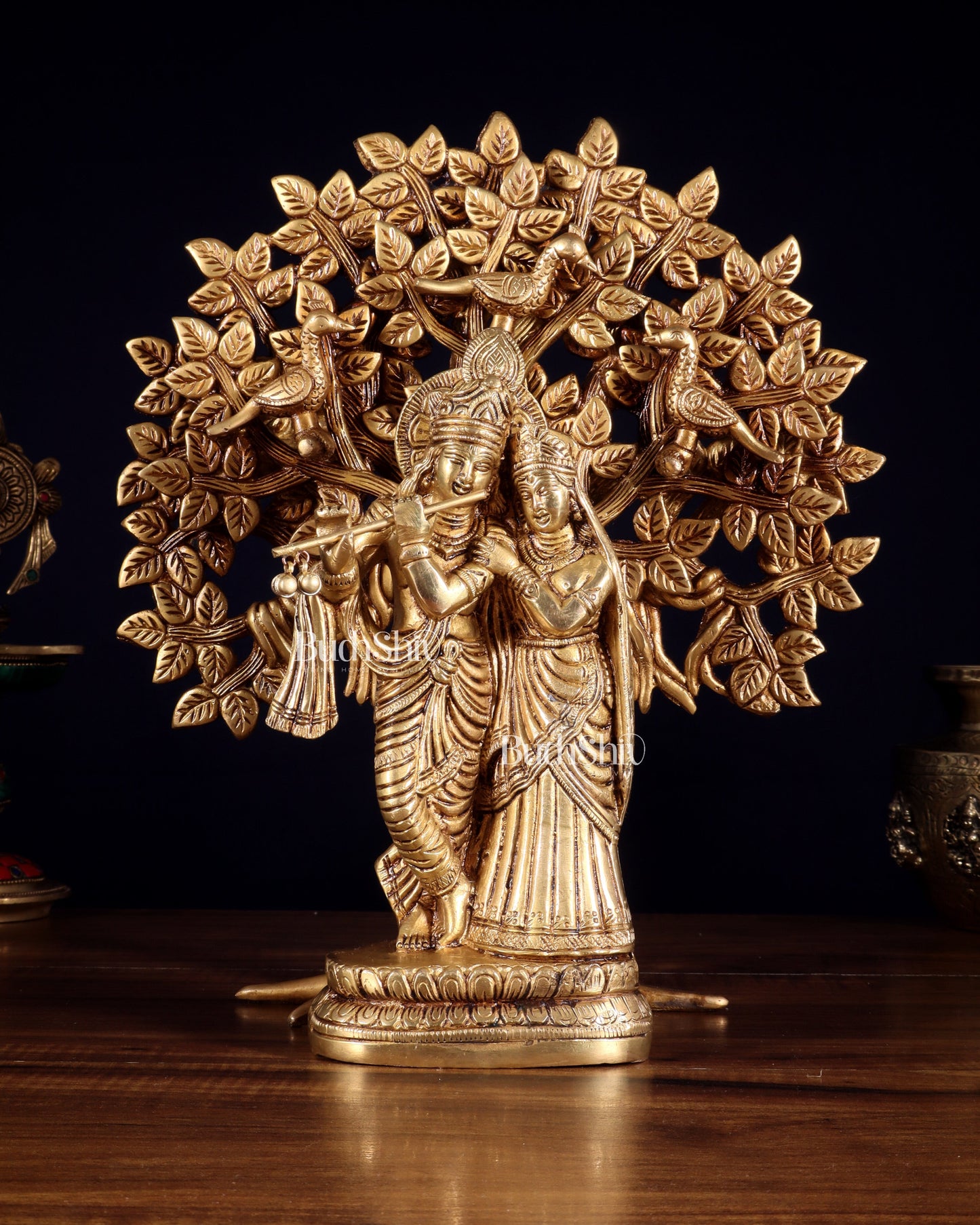 Pure Brass Radha Krishna with Kalpavriksha Tree Combo 12 inch
