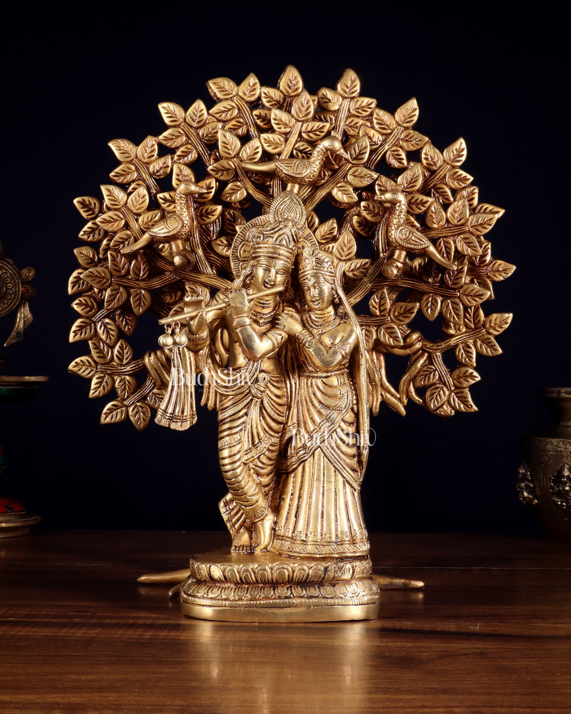 Pure Brass Radha Krishna with Kalpavriksha Tree Combo 12 inch