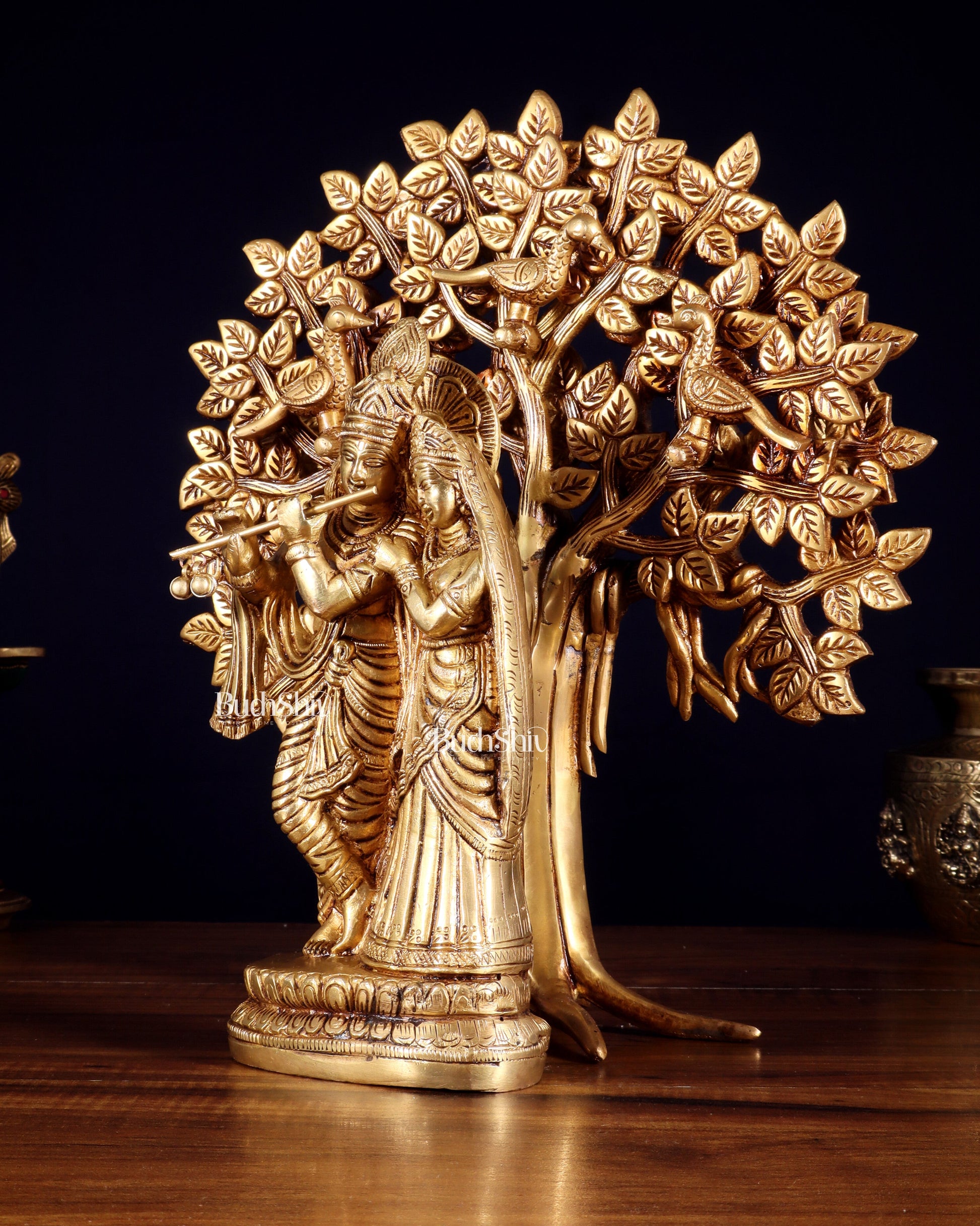Pure Brass Radha Krishna with Kalpavriksha Tree Combo 12 inch