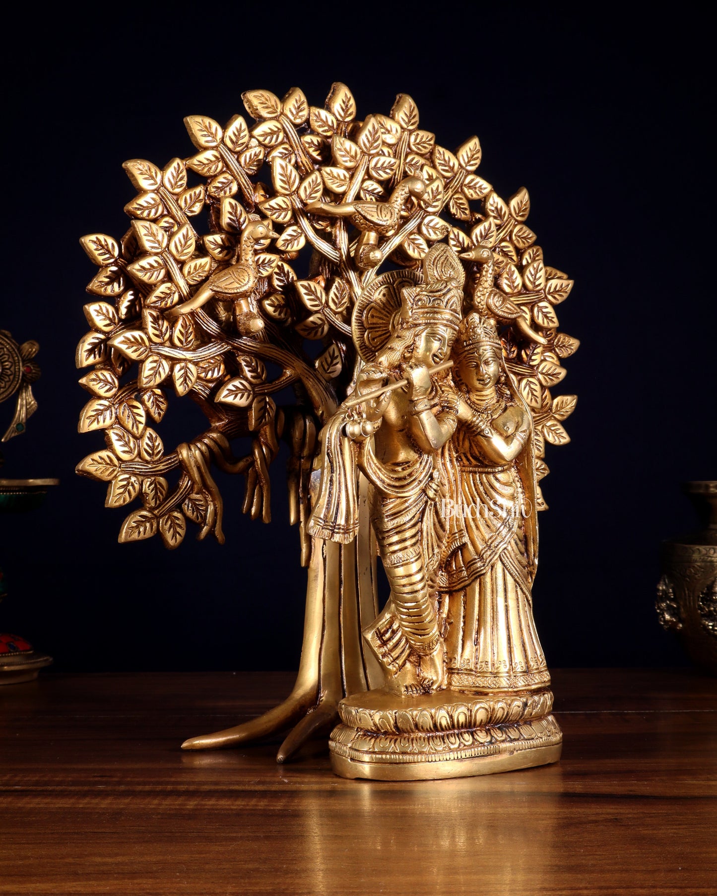 Pure Brass Radha Krishna with Kalpavriksha Tree Combo 12 inch