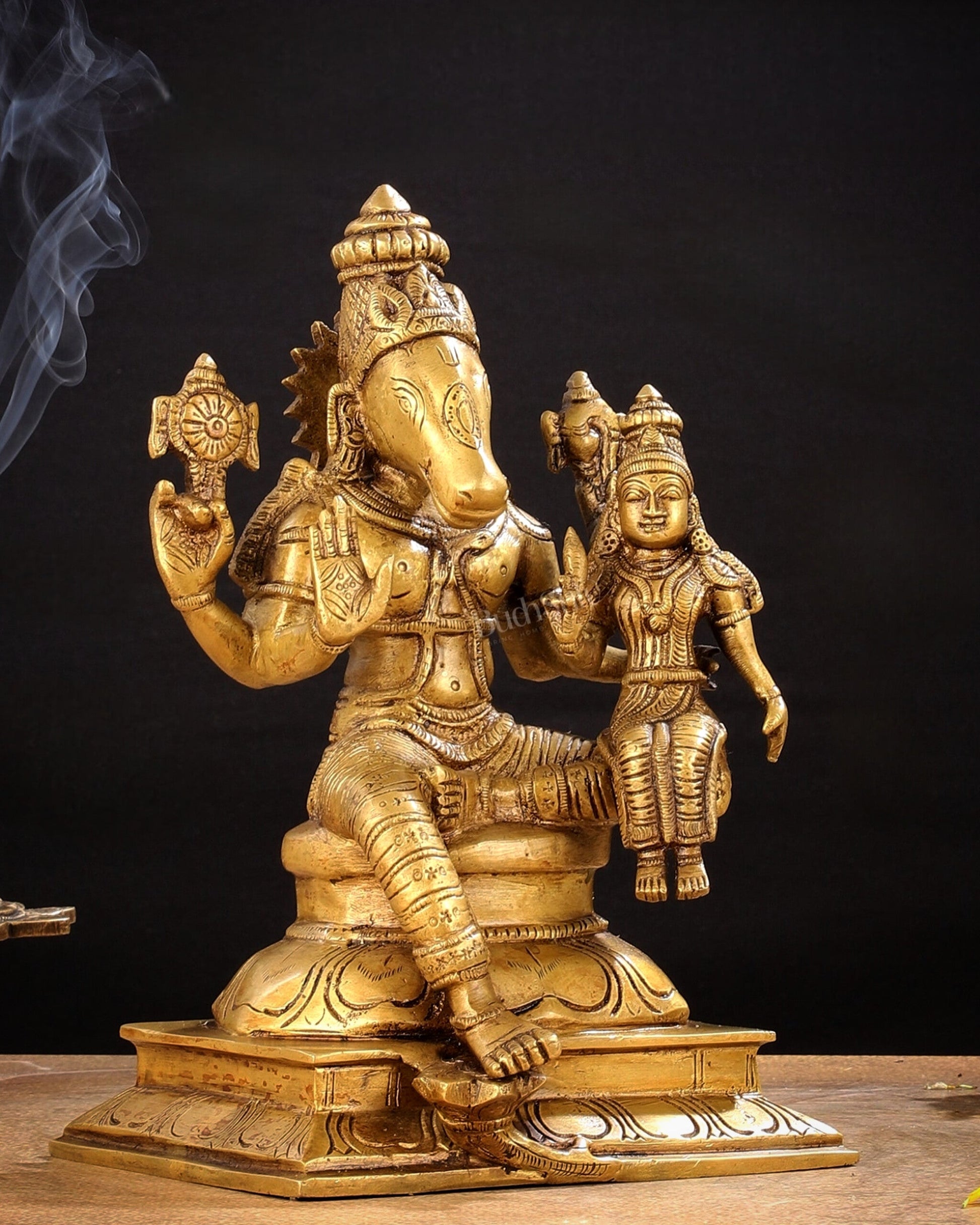 Brass Hayagriva Lakshmi idol 9"