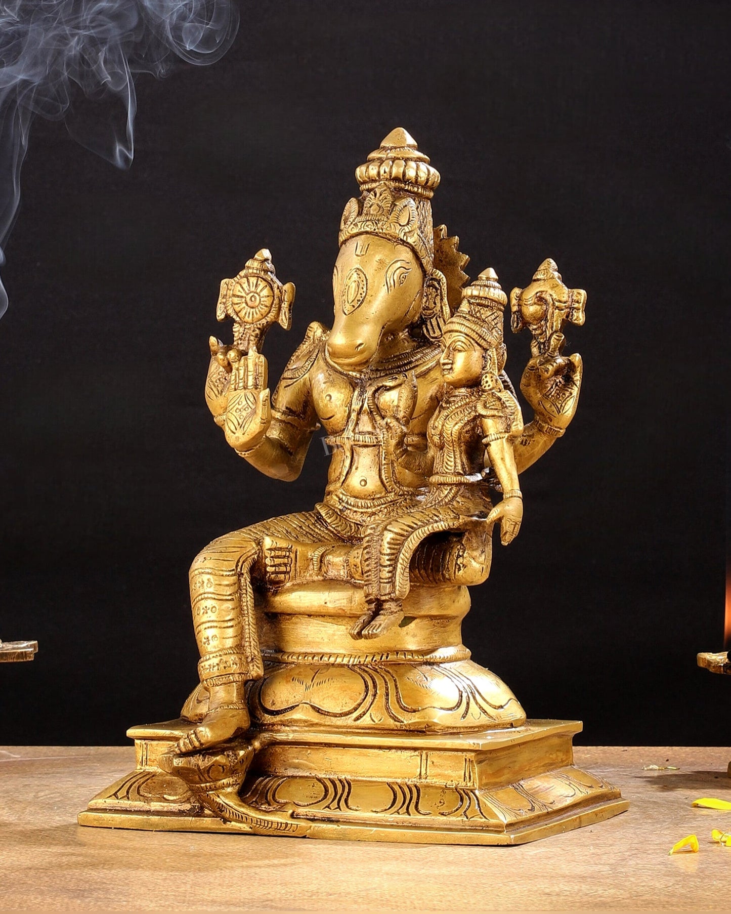 Brass Hayagriva Lakshmi idol 9"