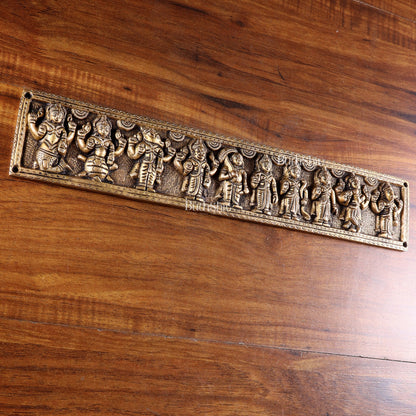 Vintage Brass Vishnu Dashavatar Wall Panel 16 inch wide