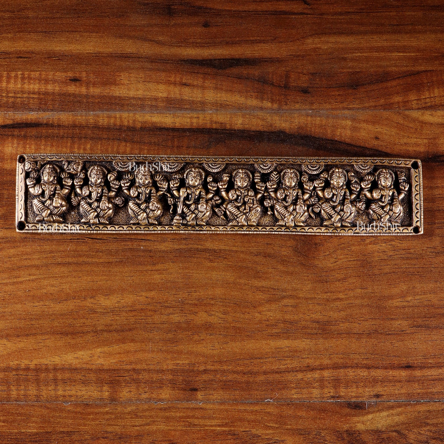 Vintage Brass Ashtalakshmi Wall Panel 10.8 inch wide