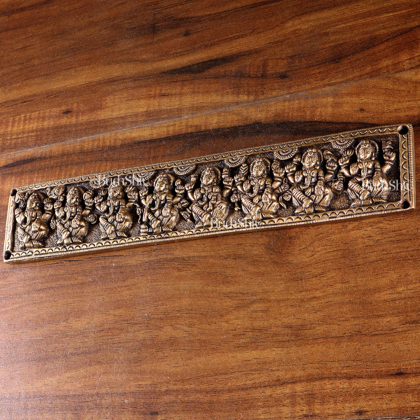 Vintage Brass Ashtalakshmi Wall Panel 10.8 inch wide