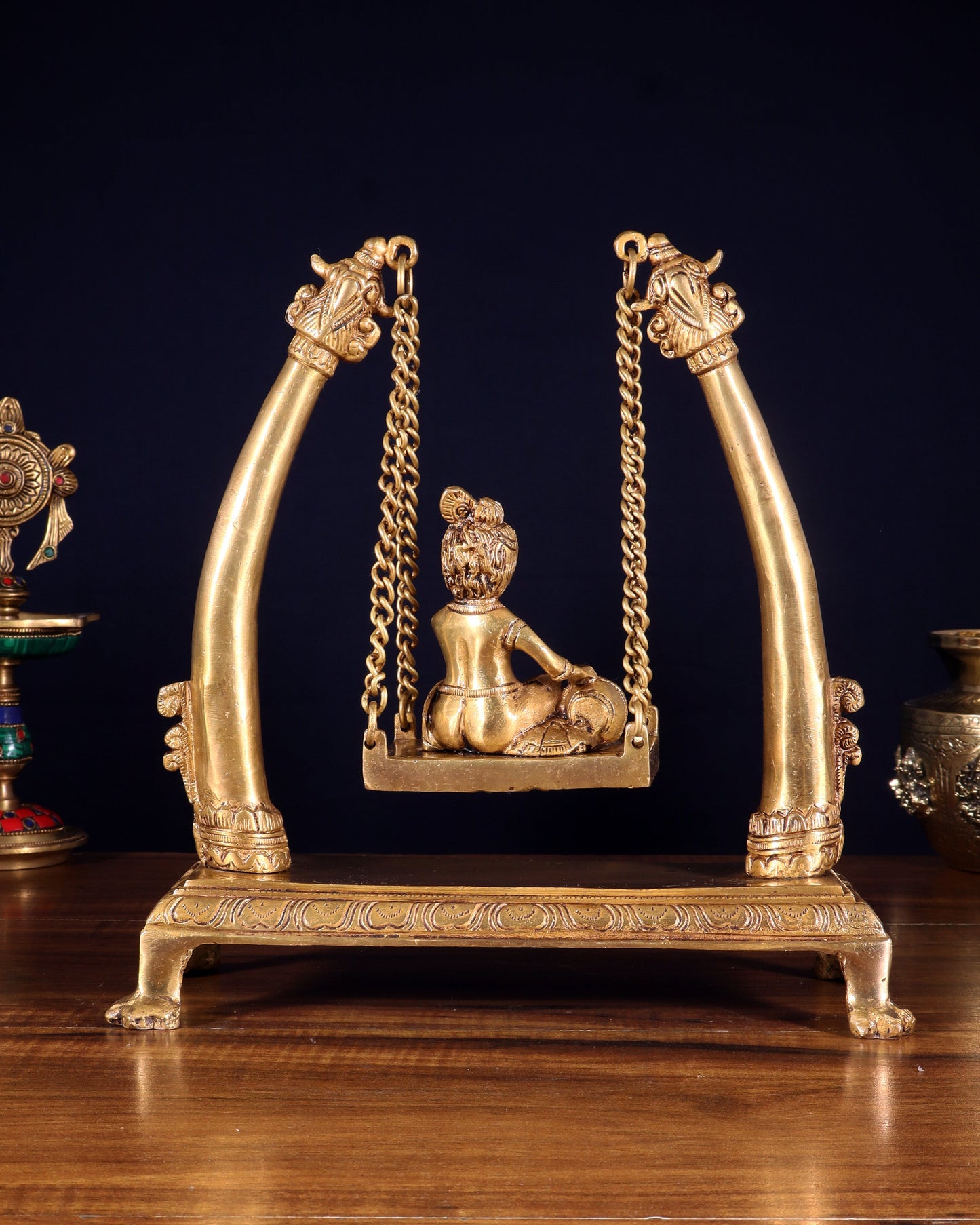 Pure Brass Bal Gopal Makhan Chor on Swing Idol 10 inch