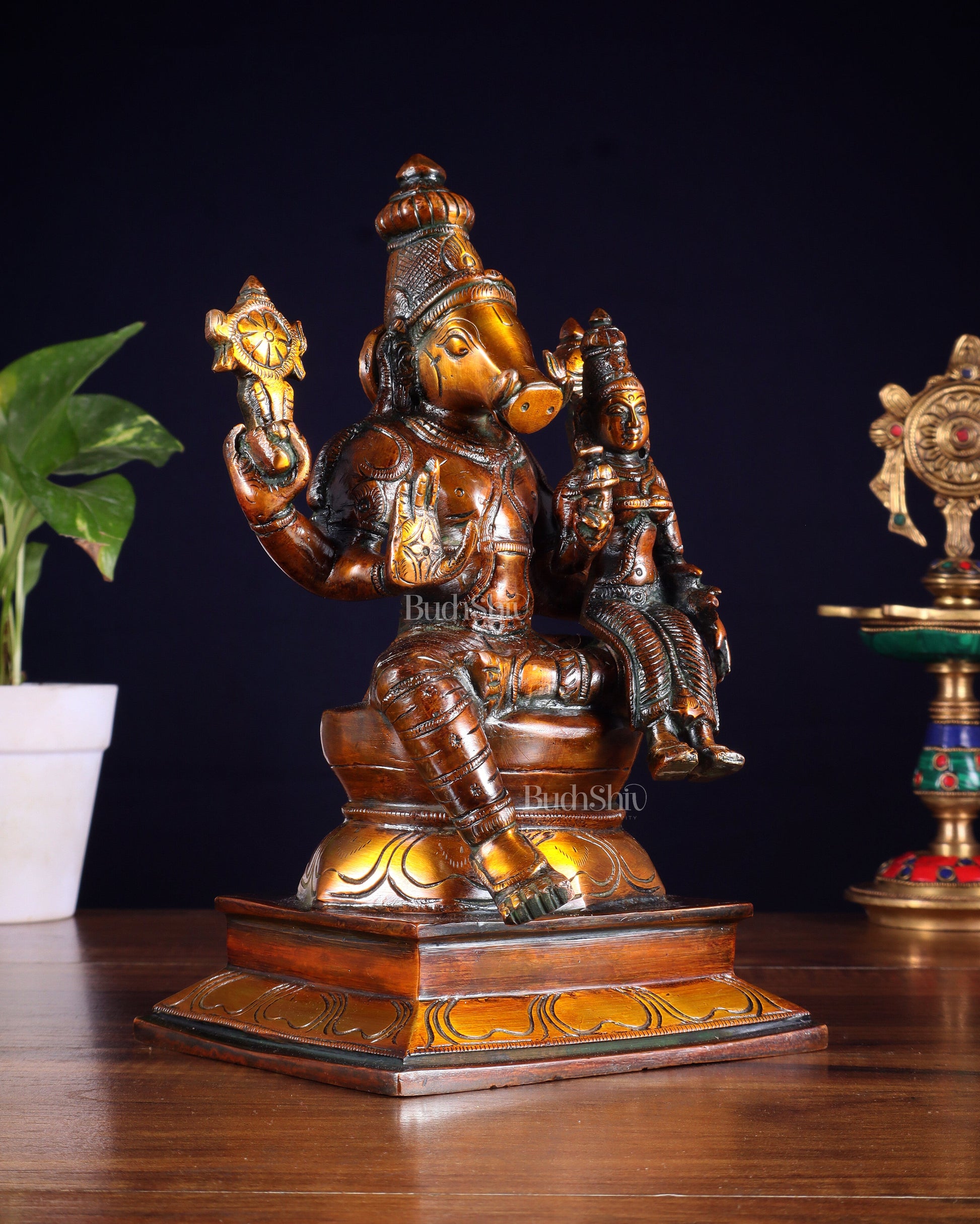 Pure Brass Varaha Lakshmi Statue – Antique Chola Tone 9.5"